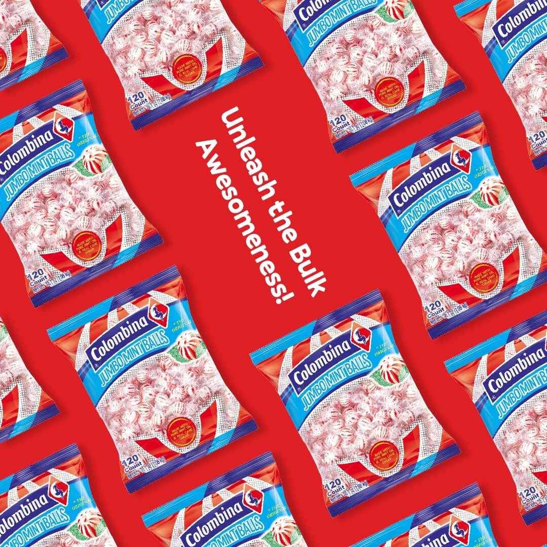 Display of Colombina jumbo peppermint balls two bags