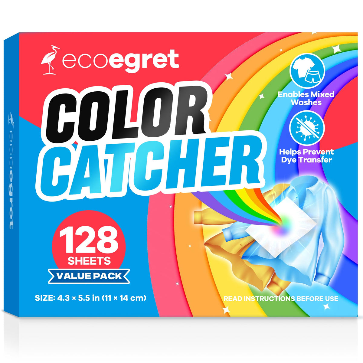 ecoegret color catcher for laundry 128 count package