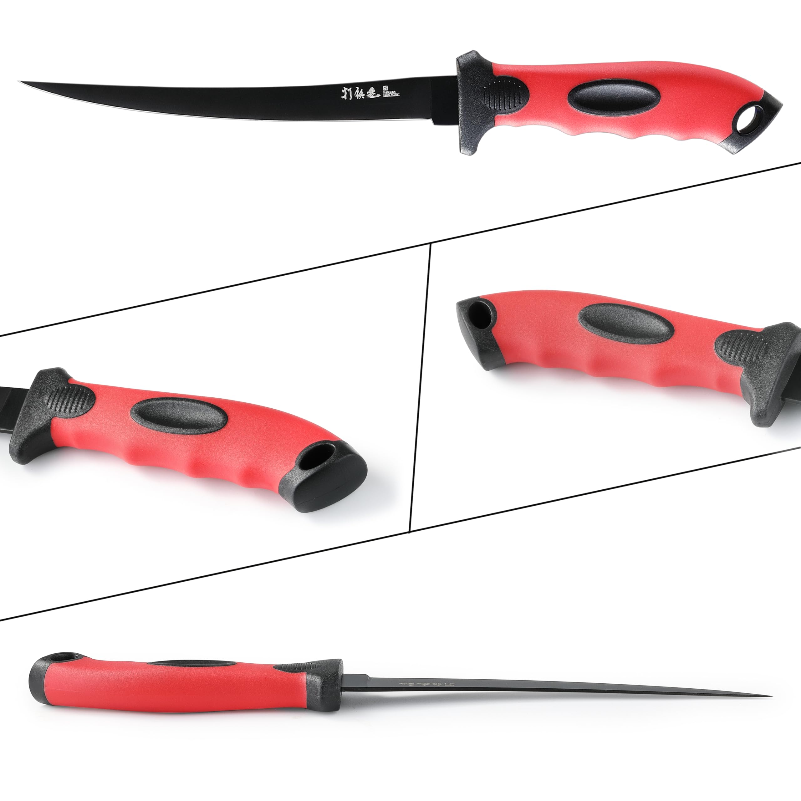 Blue color coded fillet knife handle