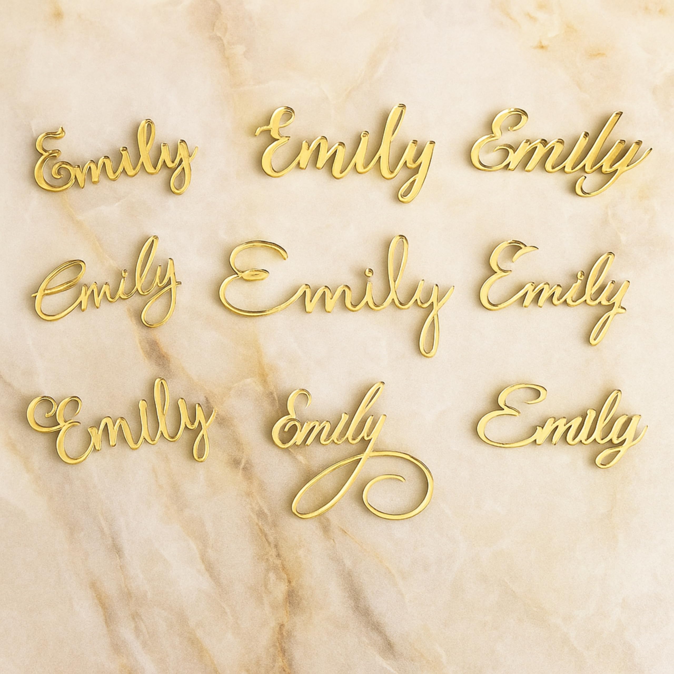 Silver mirror color option for place cards