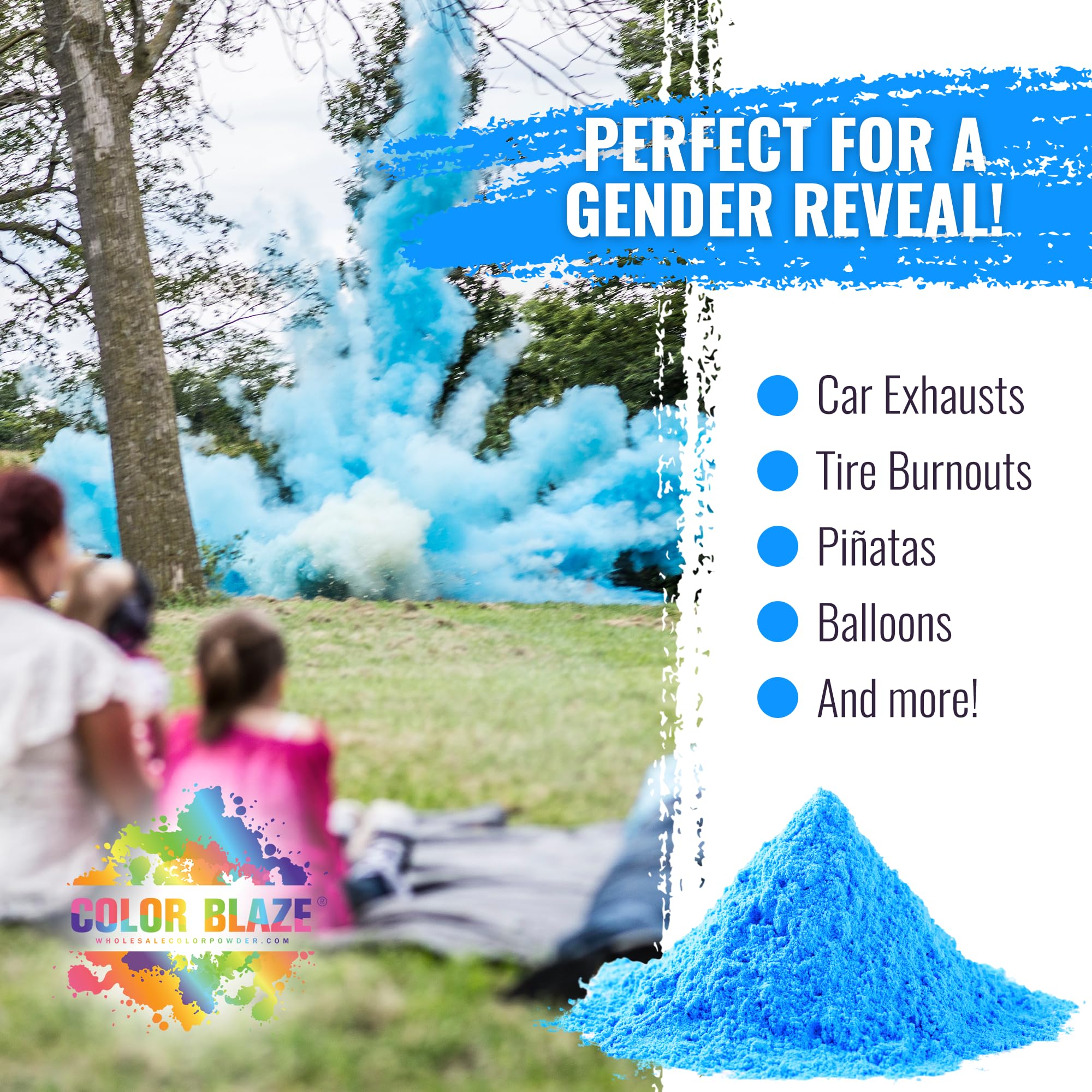 Color Blaze powder blue for color runs and parties