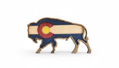 Colorado Buffalo Flag Wood Wall Art handcrafted layered design