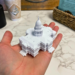 White plastic Colorado State Capitol Building Model display on desk