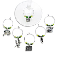 Colorado wine charms set of 6 with green beads