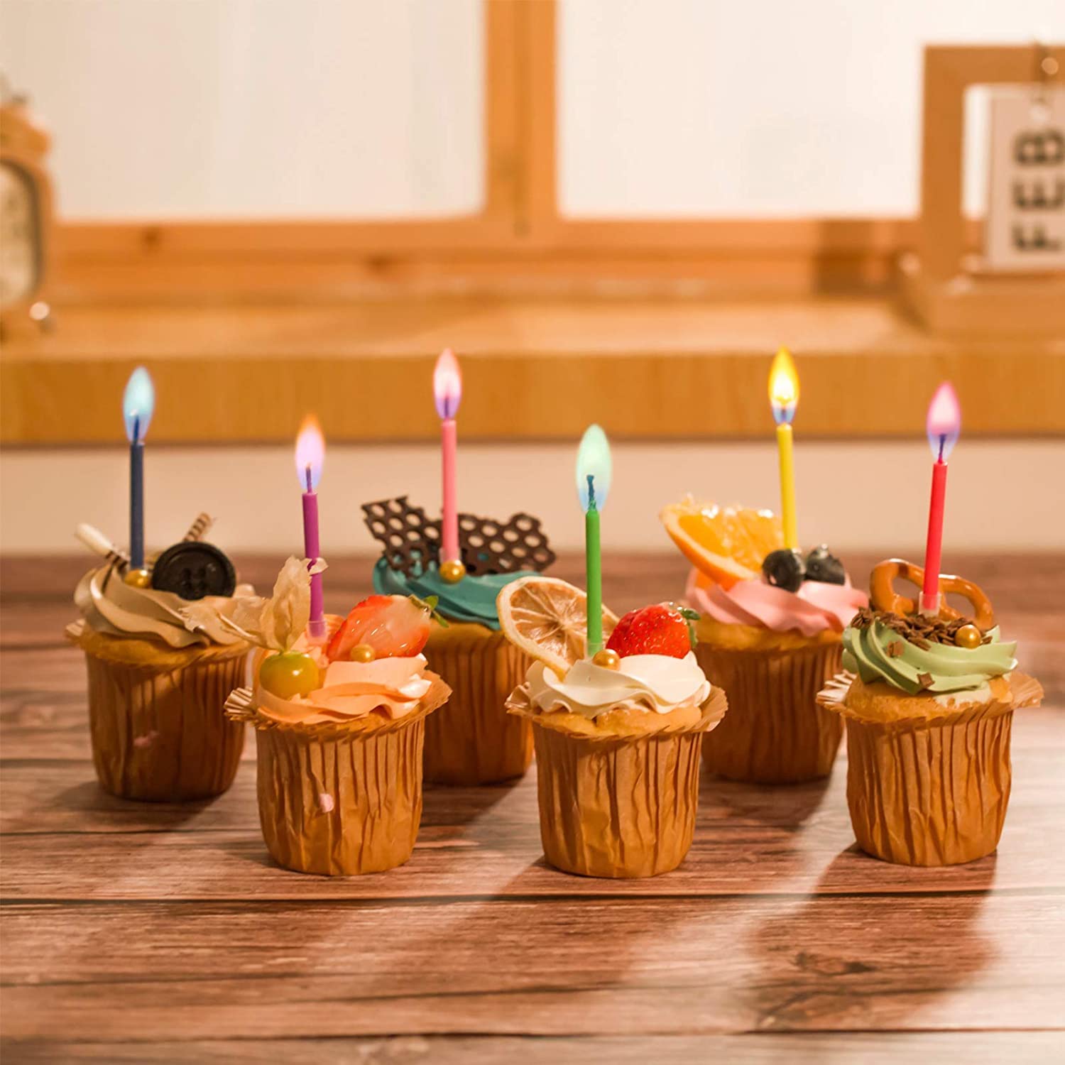 Colorflame candles pack 12 with holders
