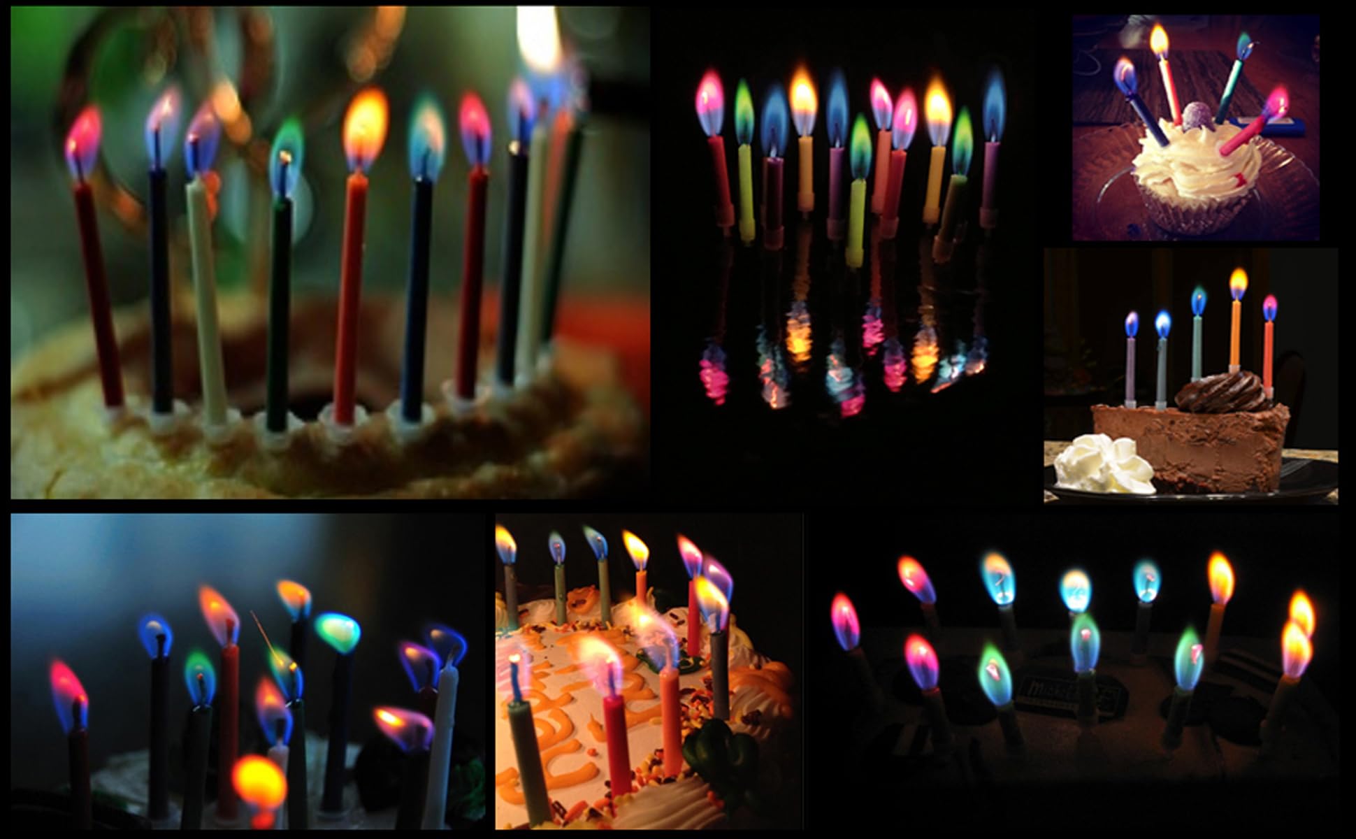 Flame colors red blue purple yellow pink green