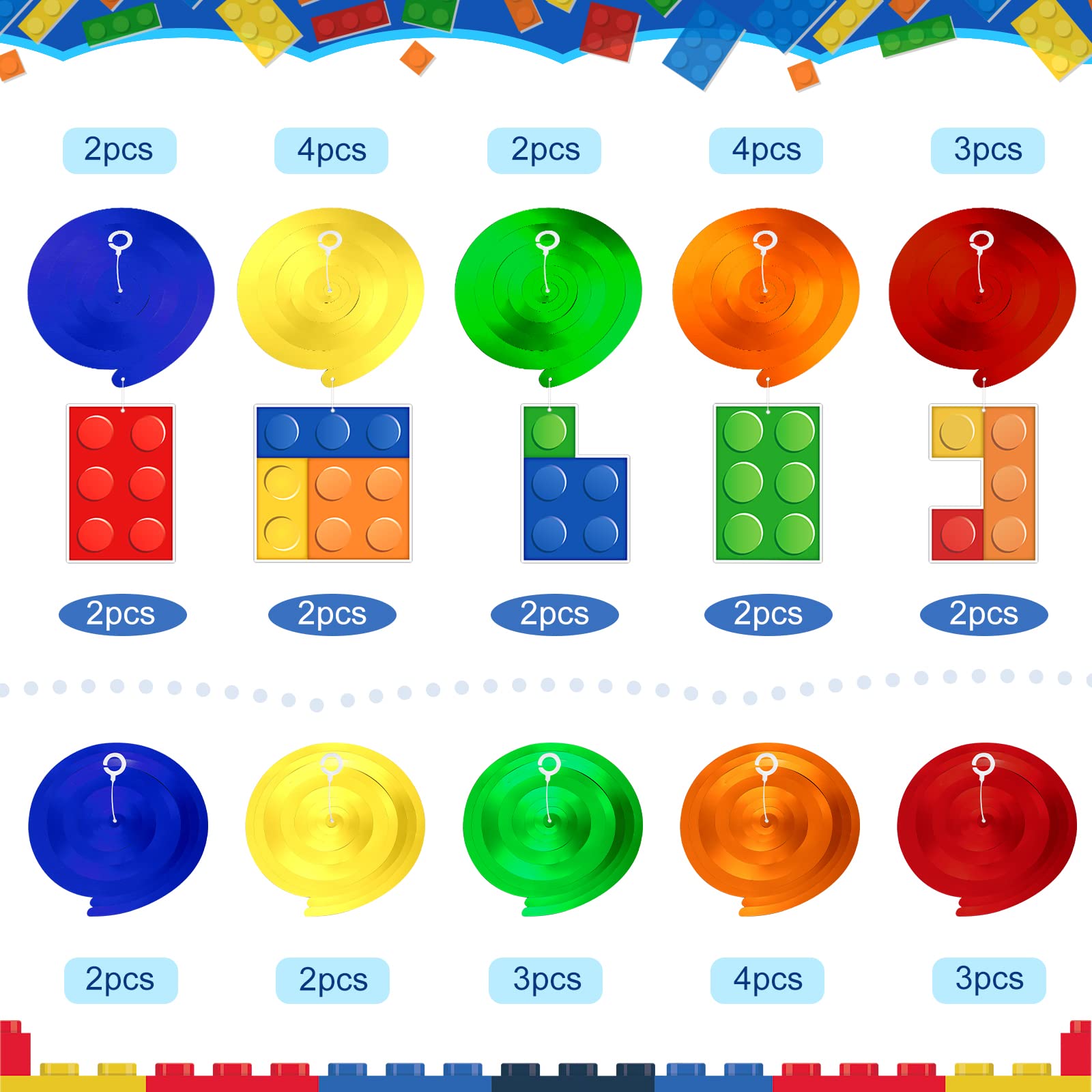 colorful building block swirls in red orange yellow green blue