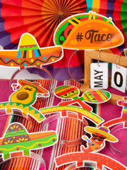 Colorful cardboard sombrero hat design accents