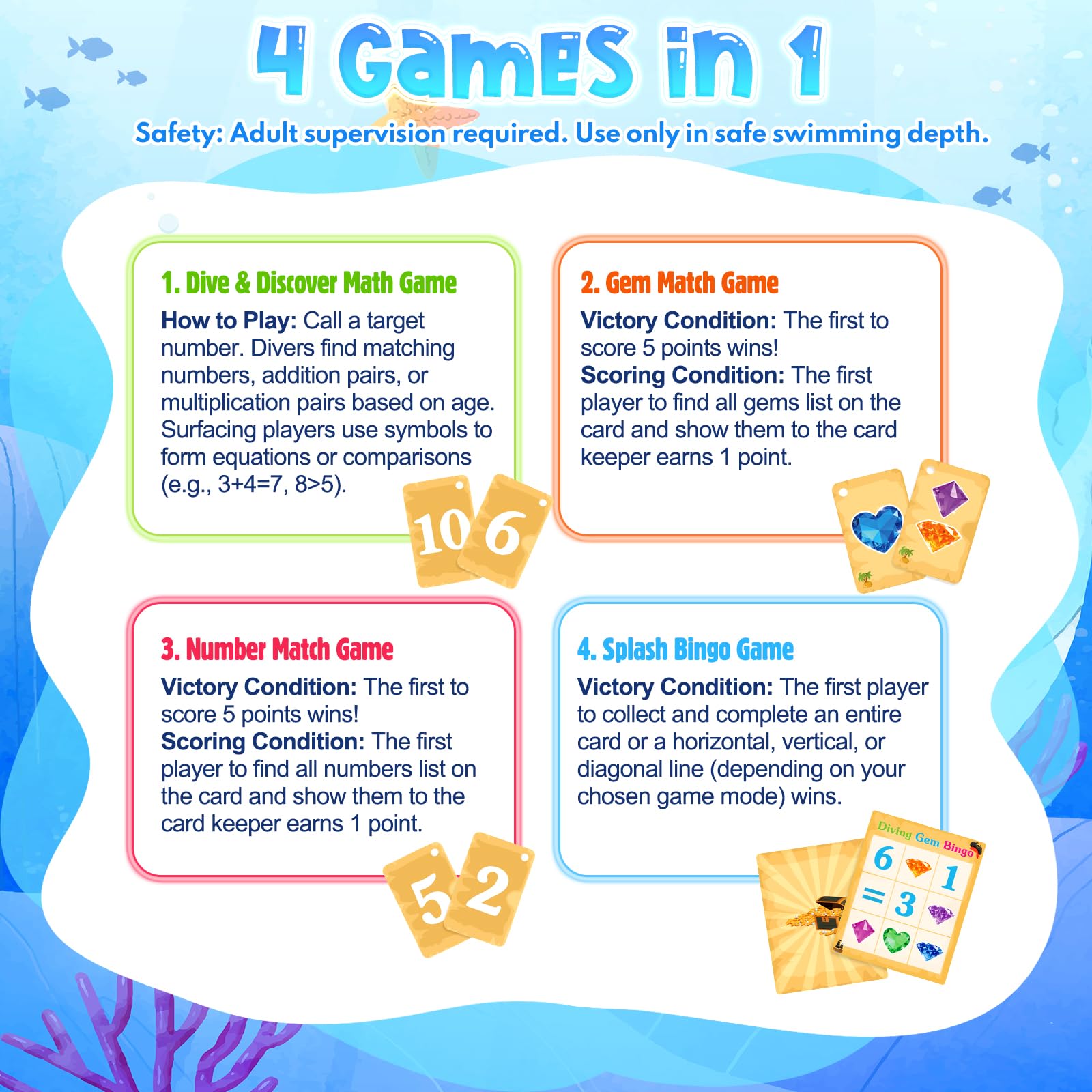 Colorful dive numbers and gems in Meaicezli set