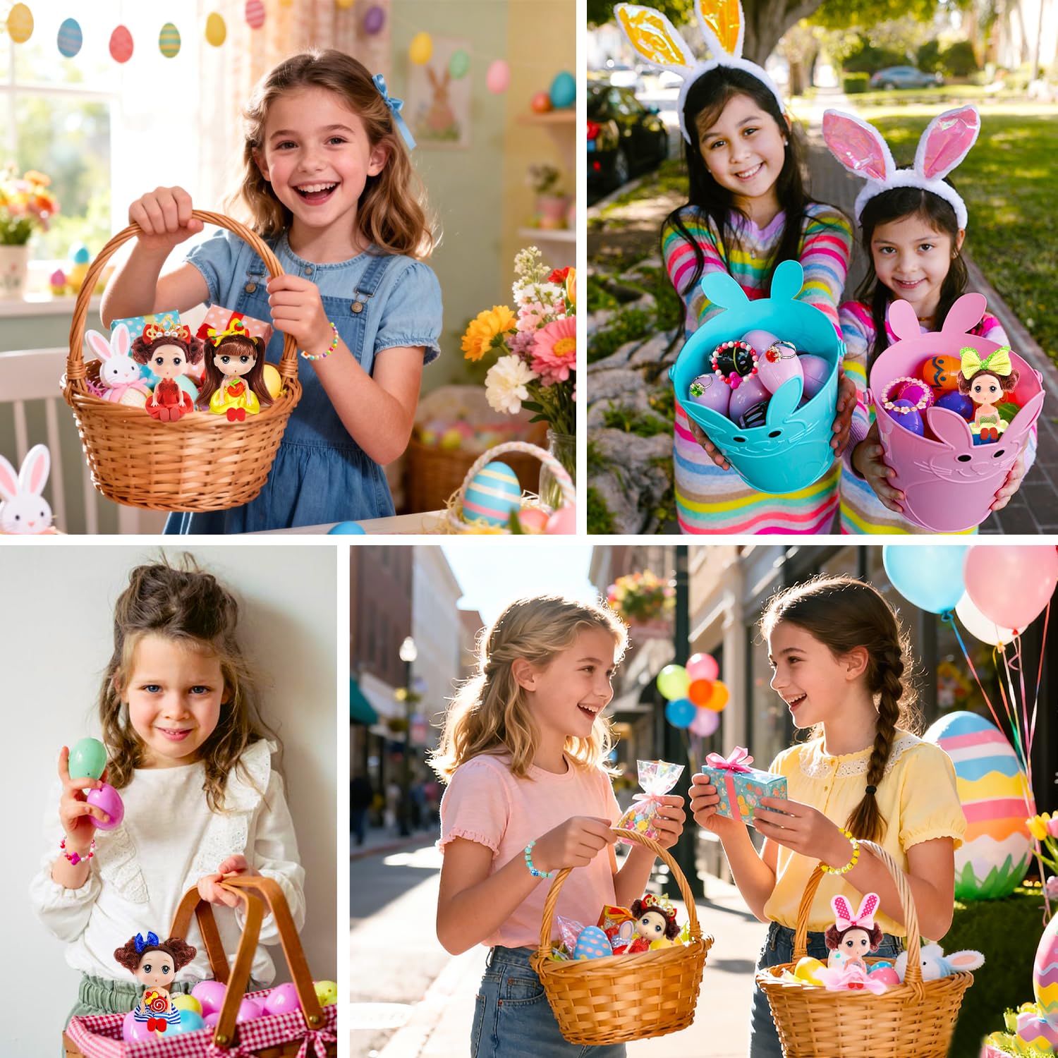 Colorful toy filled Easter eggs ready for Easter play