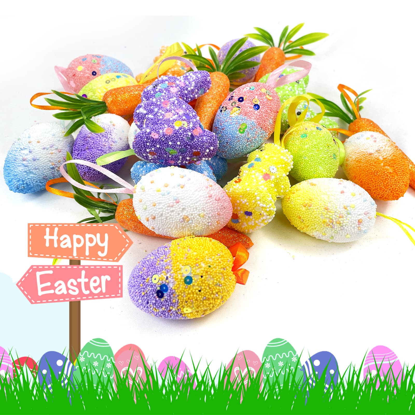 Easter tree hanging decorations made of foam lightweight and safe