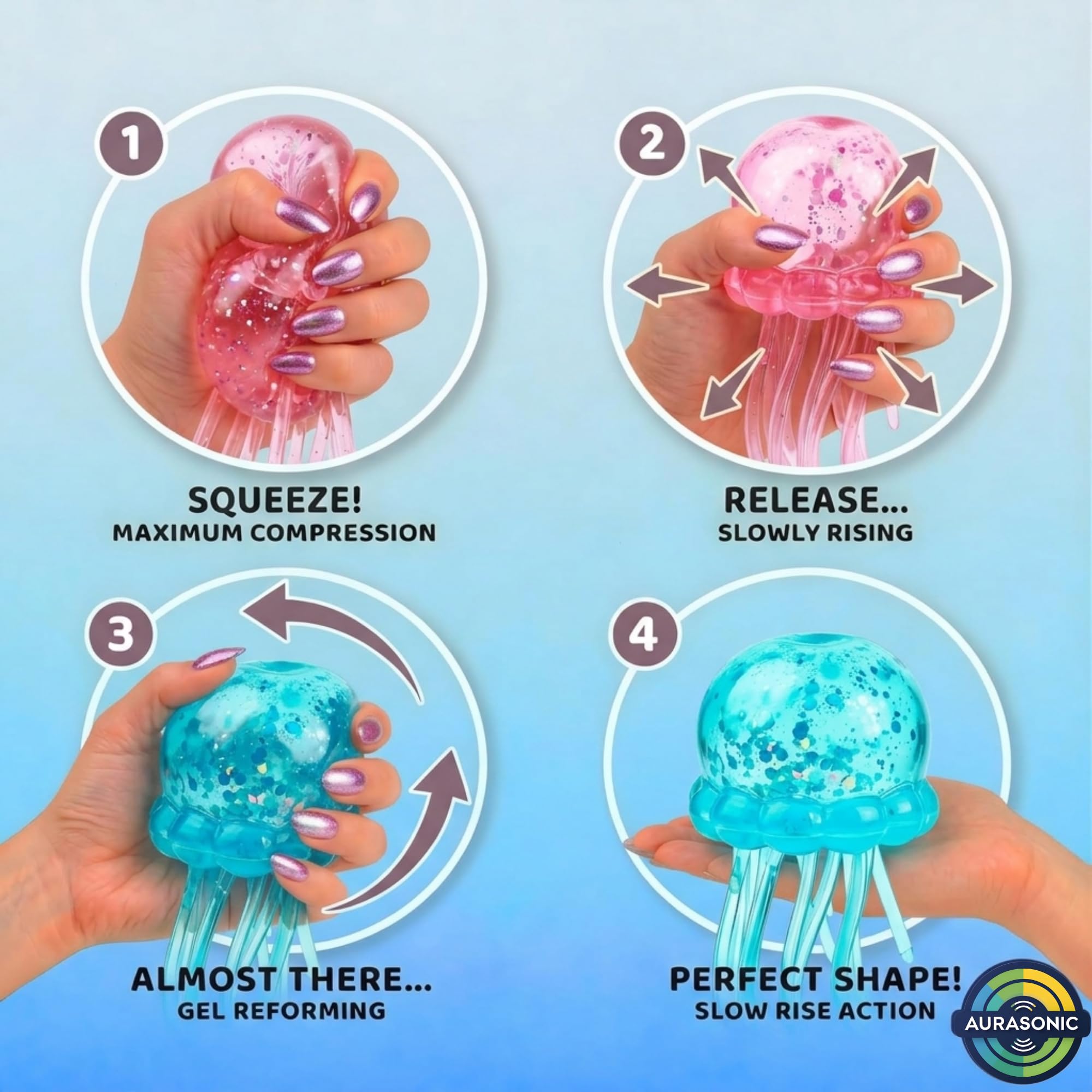 Colorful transparent jellyfish design with floating colors