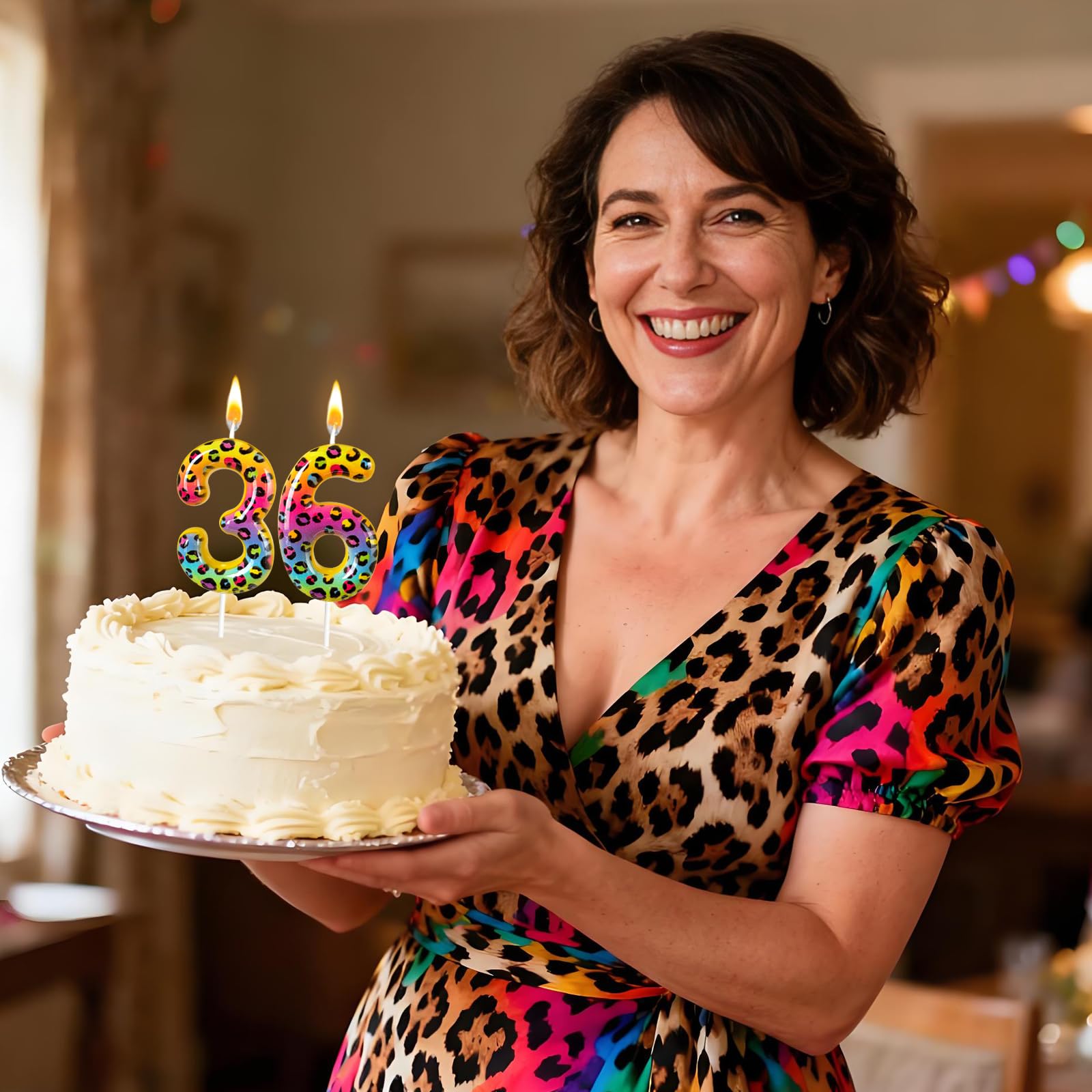Colorful leopard print cake candles for celebrations Jinrea