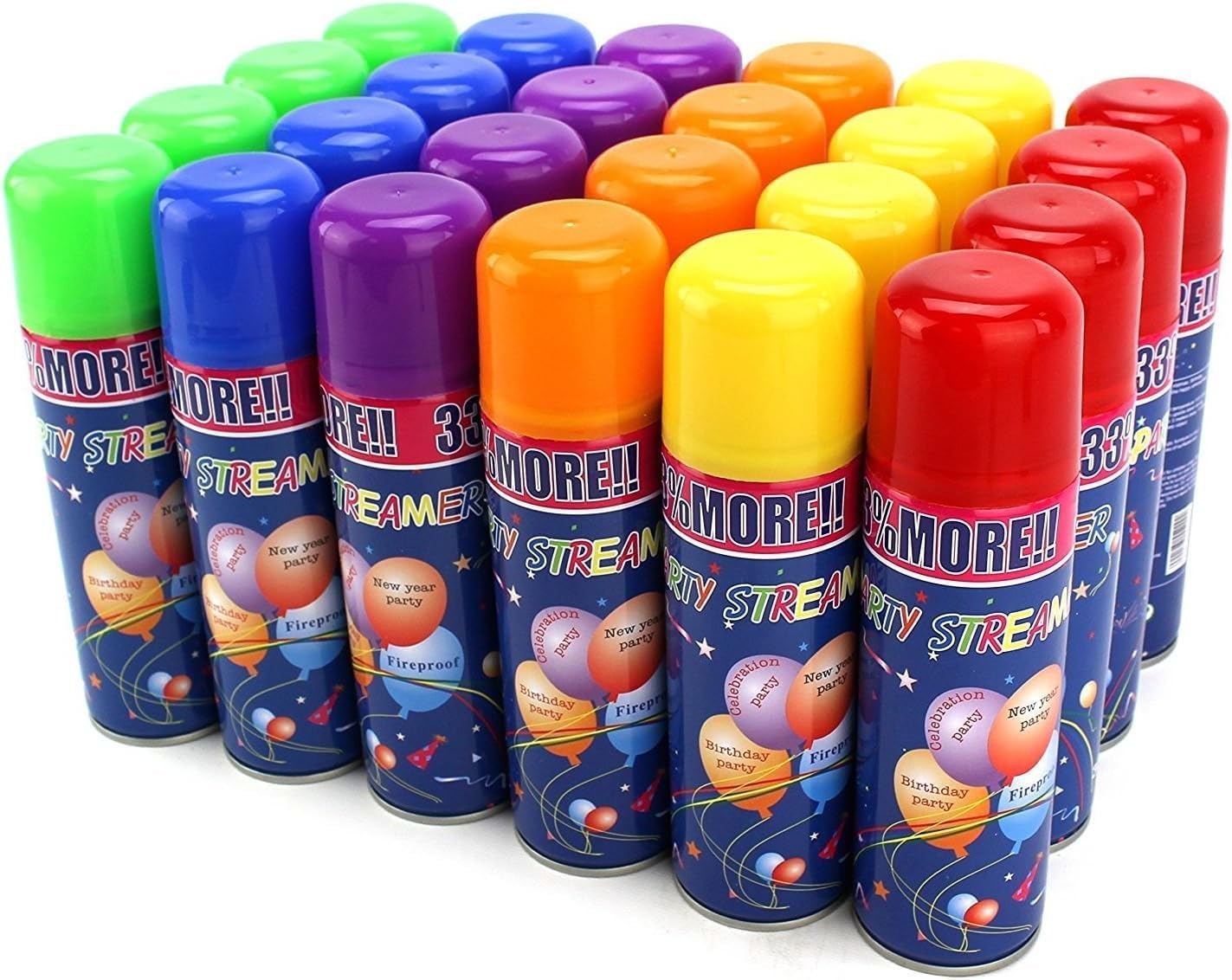Kids party decorations with streamer spray