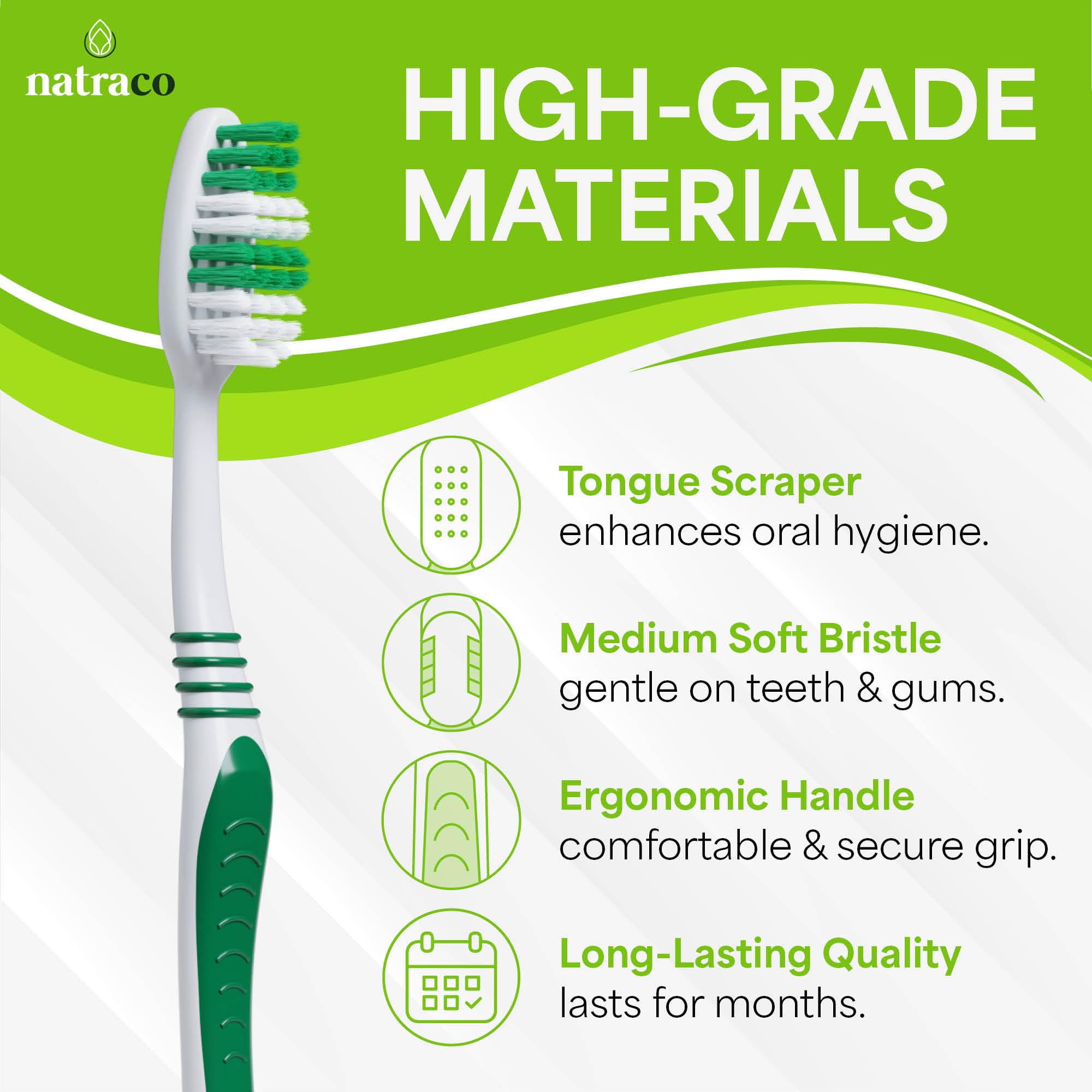 colorful medium soft bristles toothbrush measures 7 inches