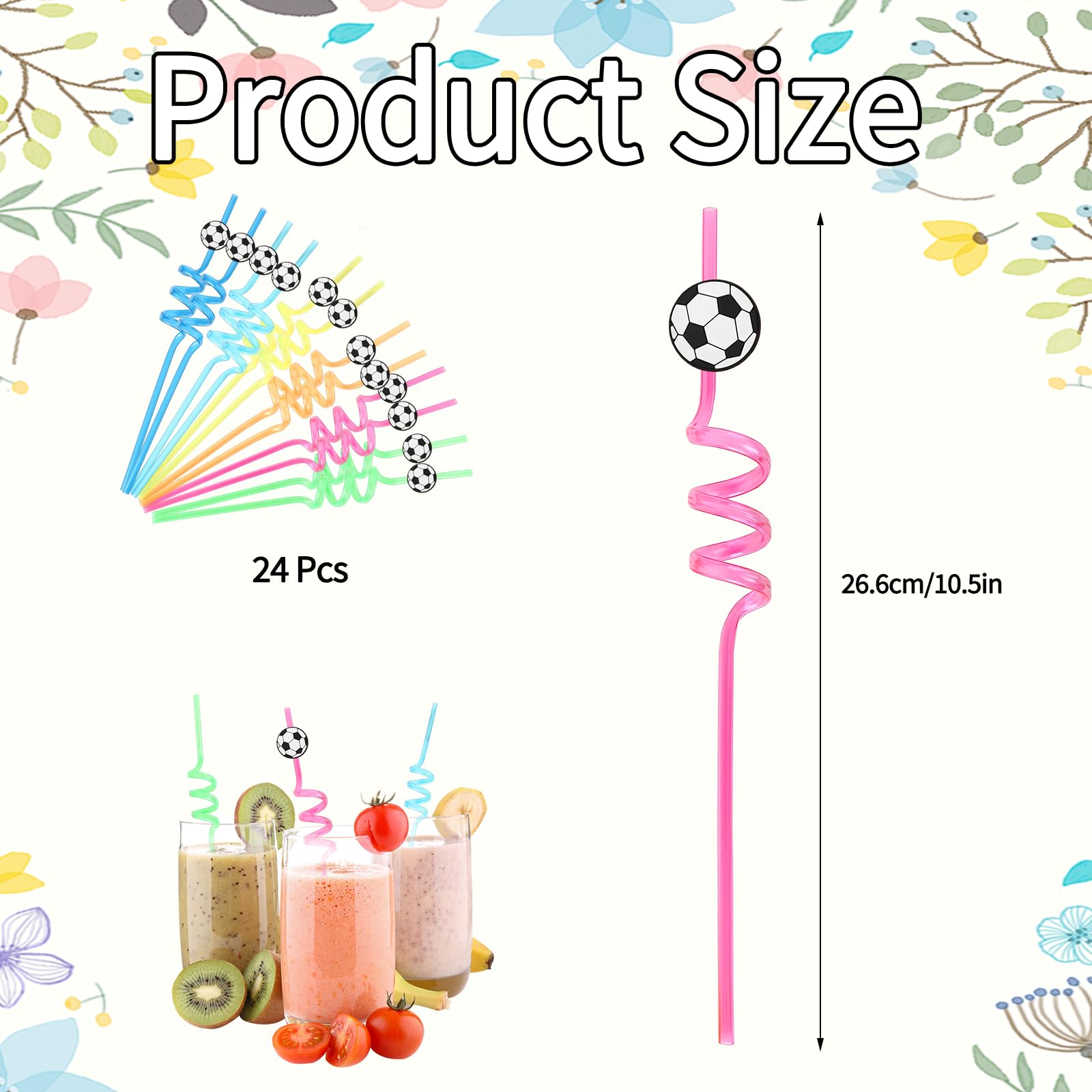 twisty colorful soccer drinking straws for events