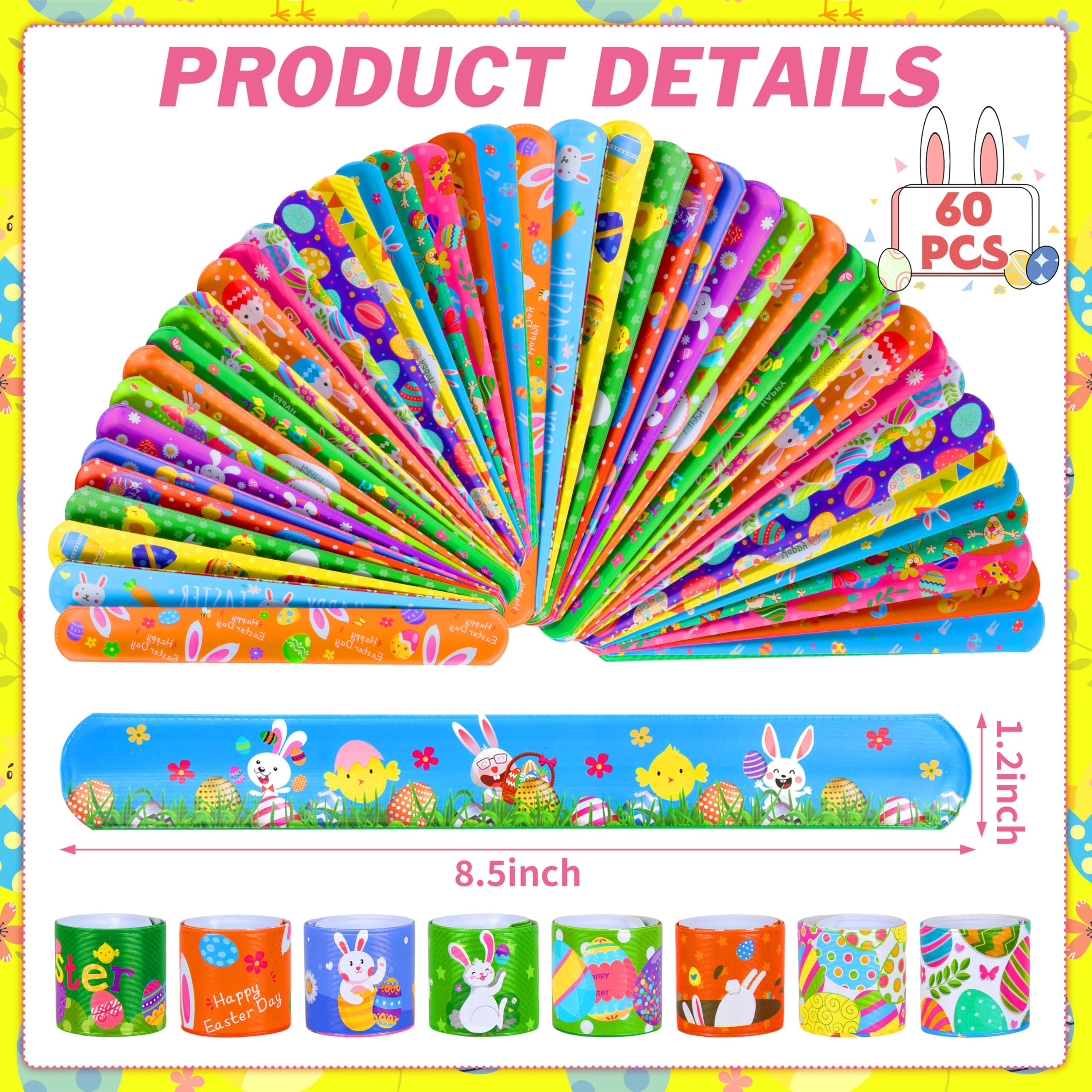 Colorful Easter slap wristbands suitable for kids party favors