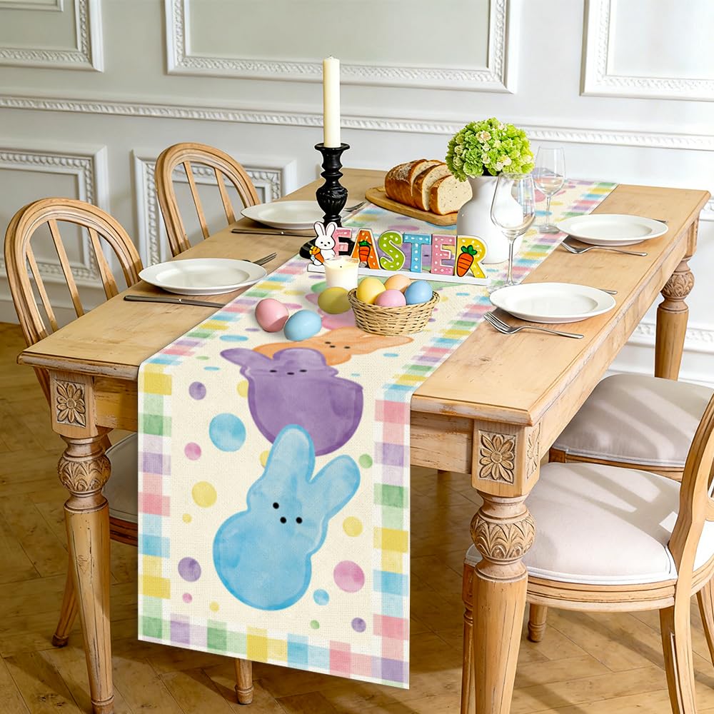Colourful bunny table runner decorative centerpiece