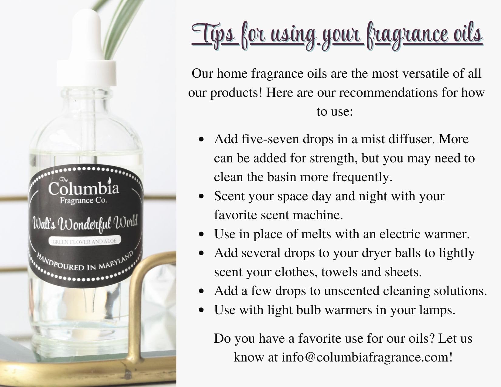 Columbia Brightwater Citrus 2 oz fragrance oil packaging for home scenting