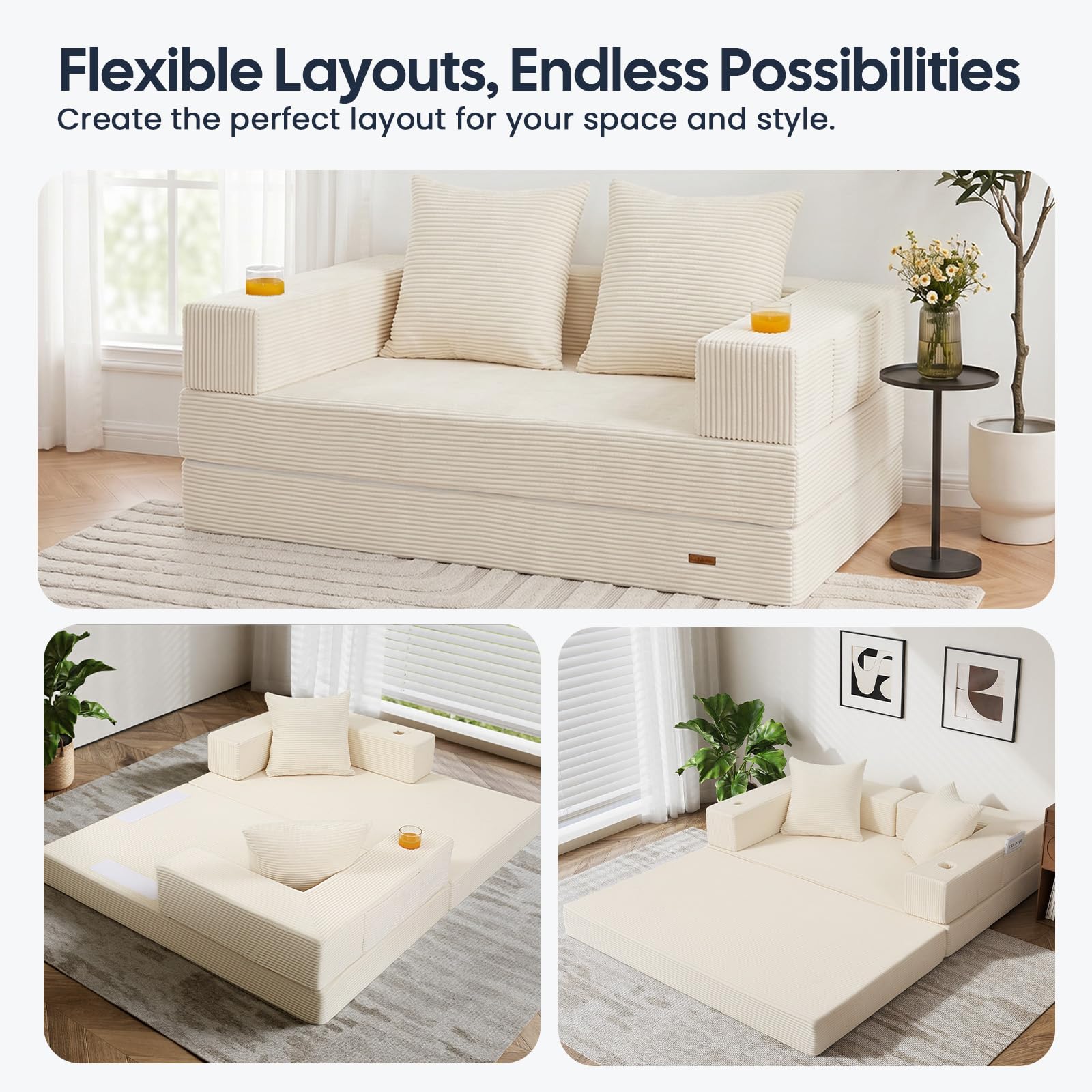 Corduroy removable cover on COMAX futon sofa bed