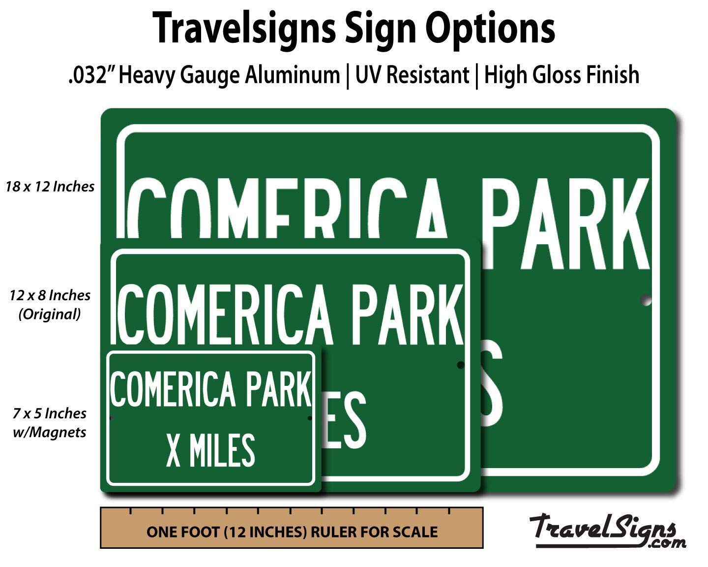 TravelSigns Comerica Park sign ready to hang high gloss aluminum