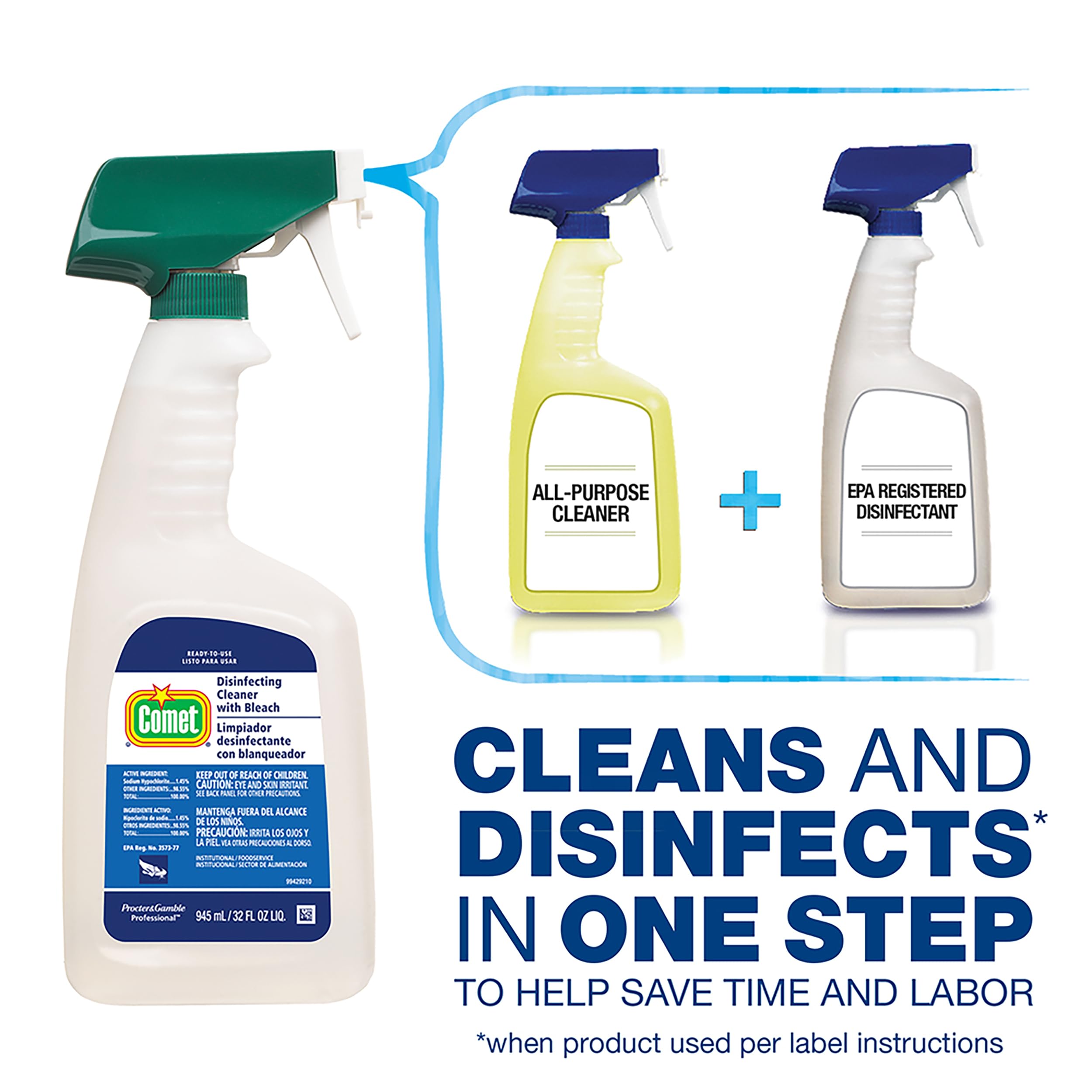 Comet 32oz bathroom cleaner and deodorizer bottle packaging