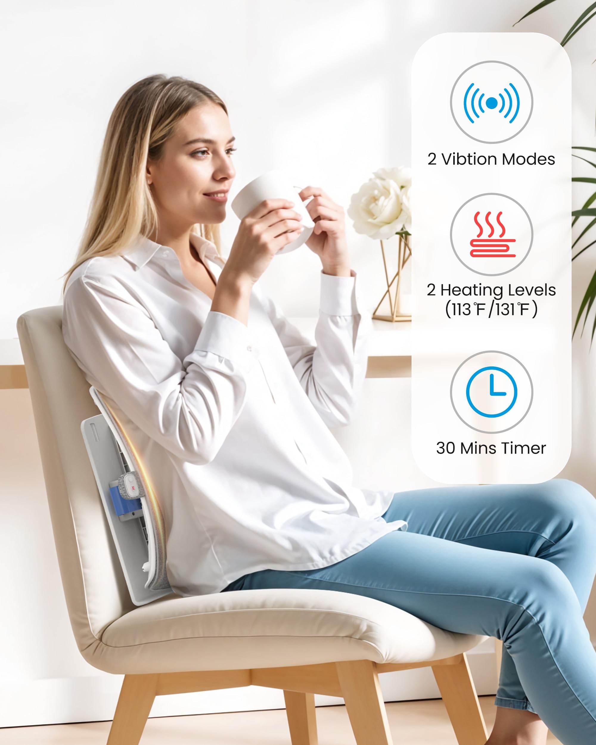 Two warmth levels from graphene heating pads in COMFIER pillow