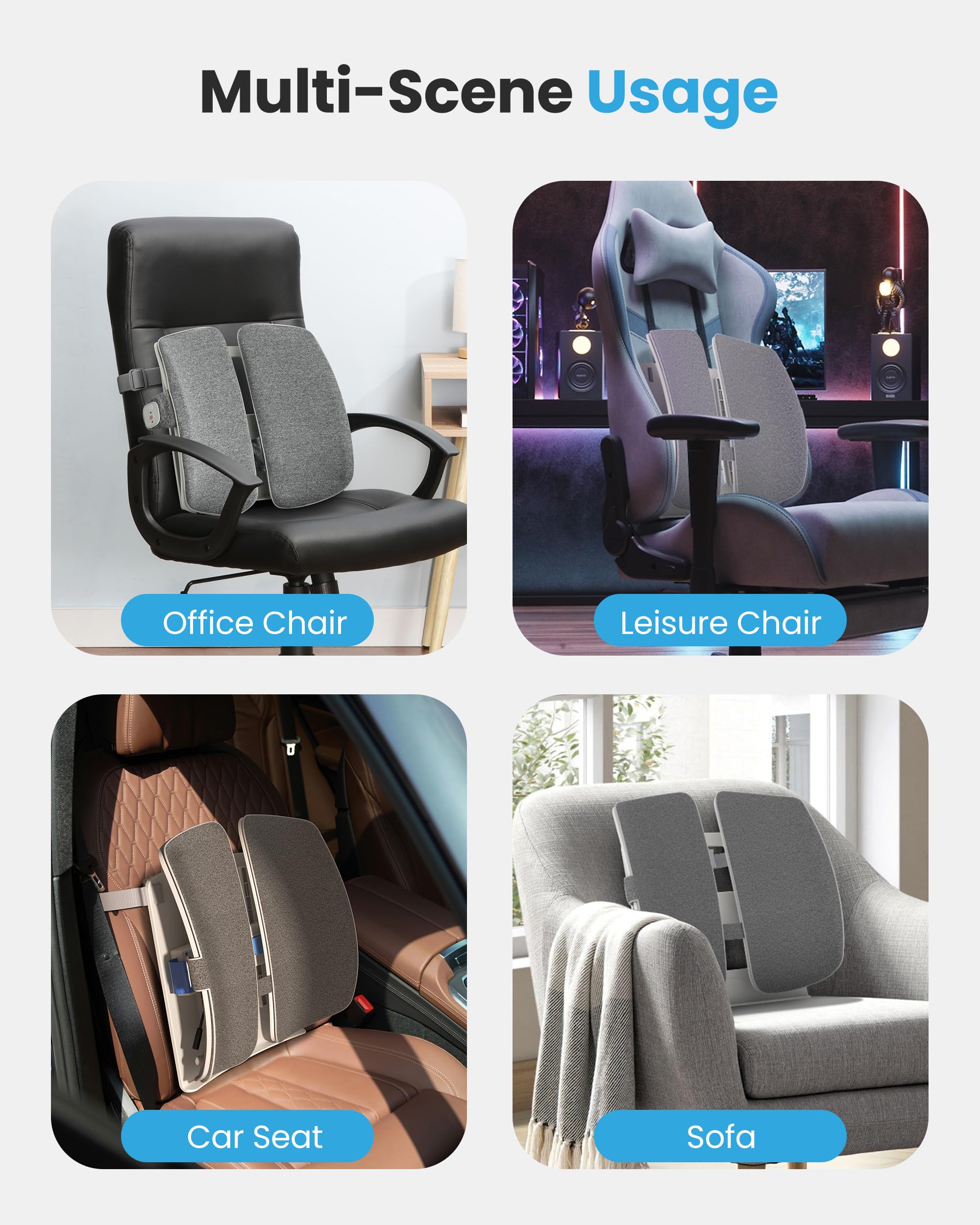 Versatile lumbar pillow for office car gaming and recliner