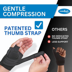 Close up of contoured thumb strap on Comfort Cool Thumb CMC Restriction Splint