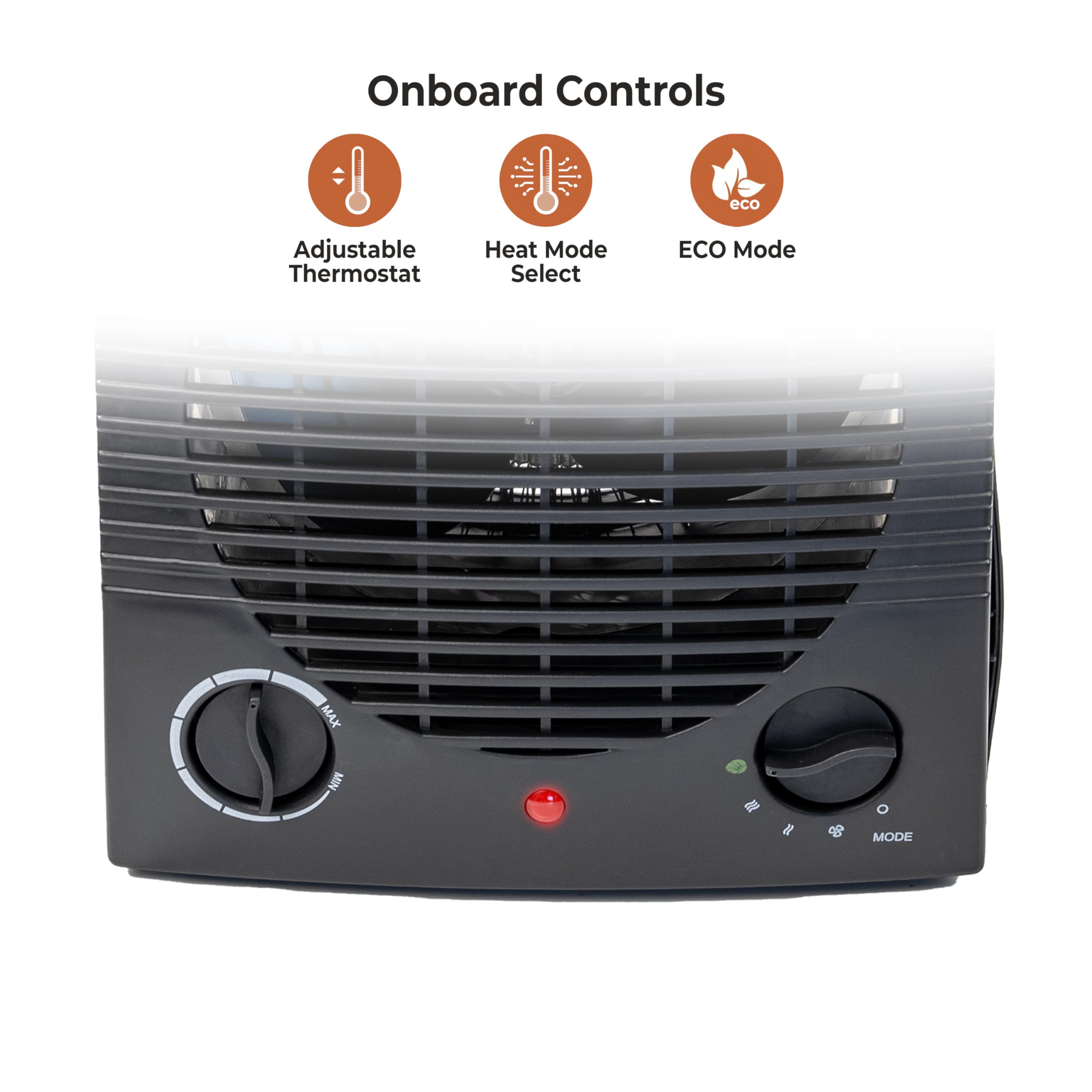 Three heat settings and adjustable thermostat on CZ35EBK