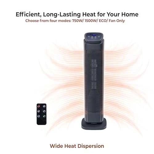 Comfort Zone 30-Inch Oscillating Tower Space Heater digital thermostat