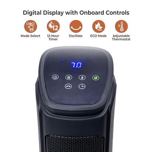 Comfort Zone 30-Inch Oscillating Tower Space Heater energy saver Eco Mode