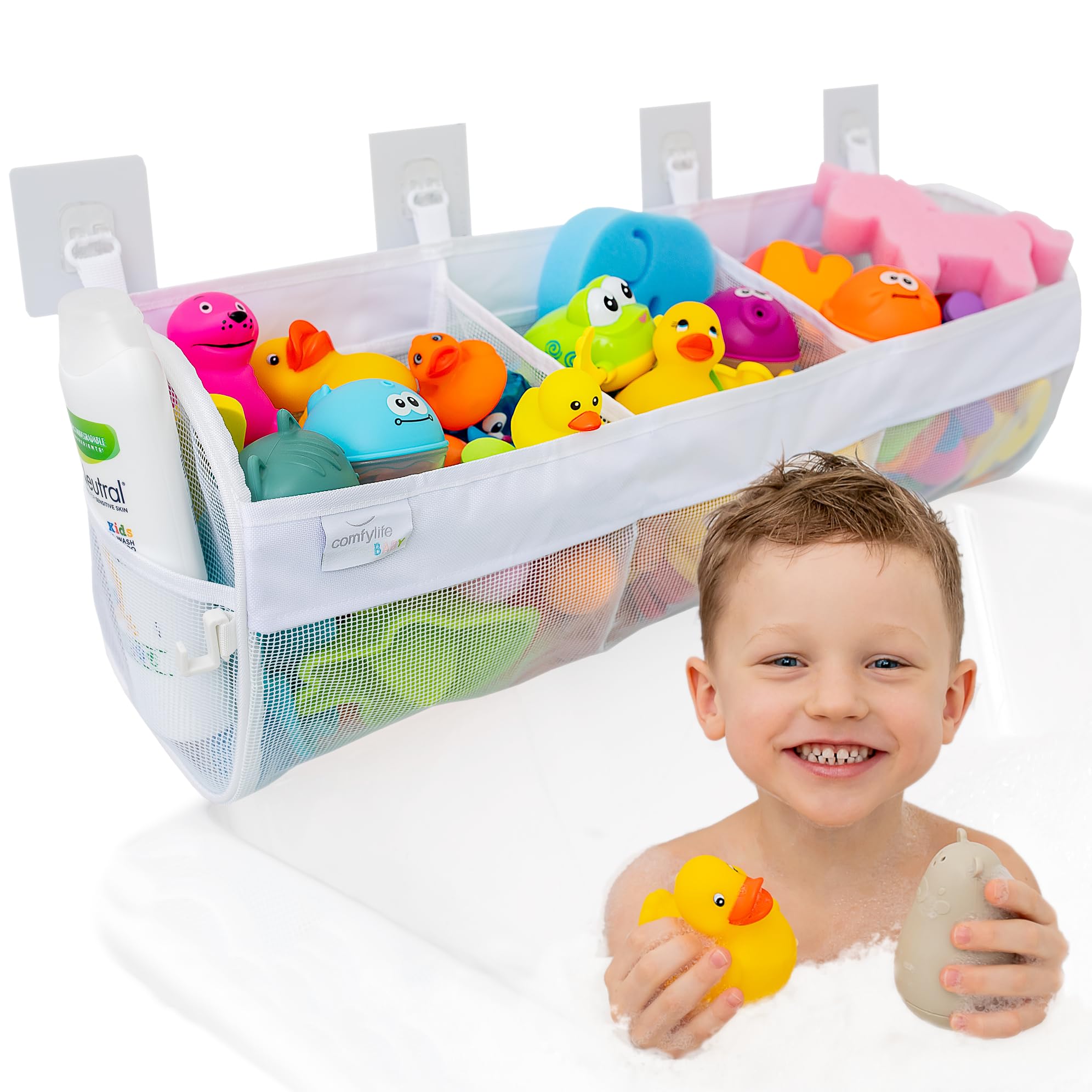 Comfylife bath toy organizer three compartments for bathtub