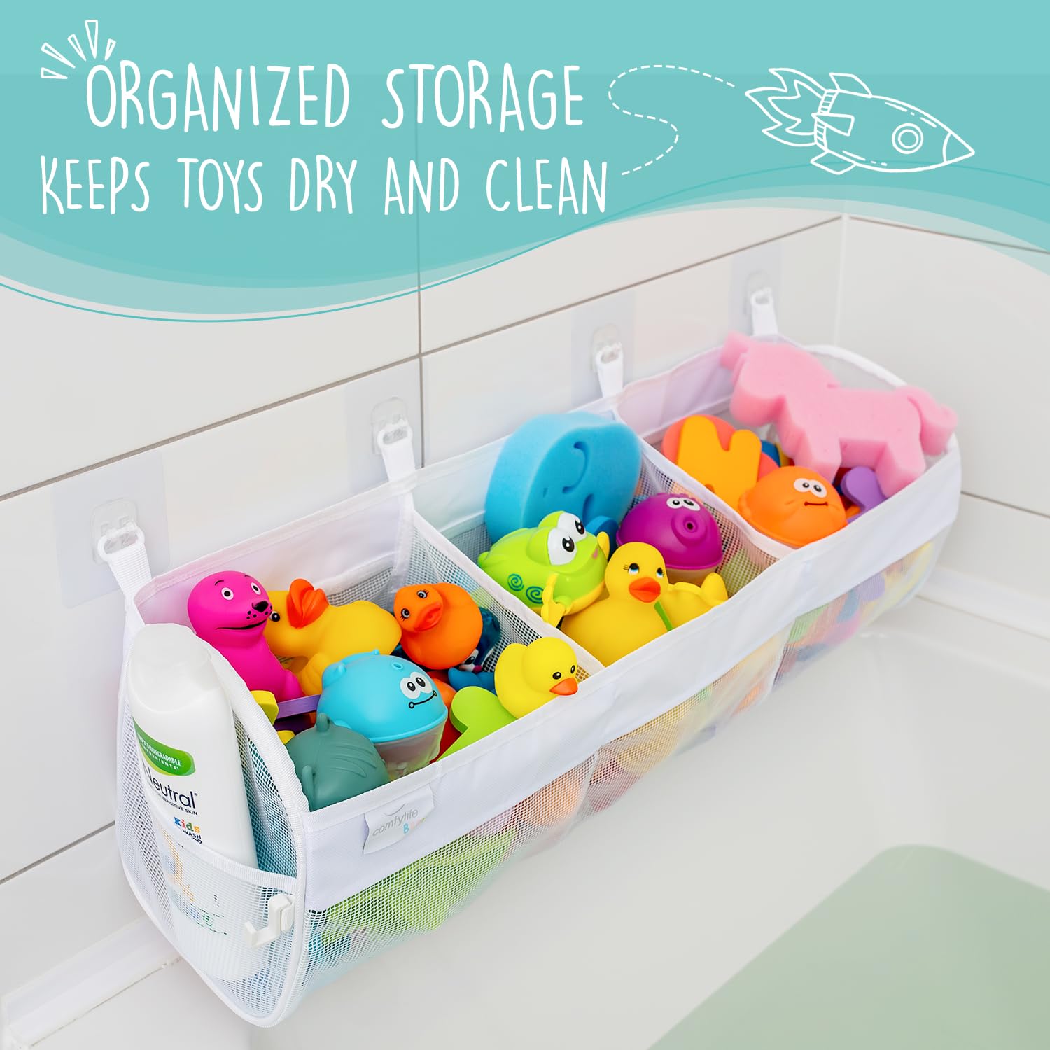 Comfylife tub shower toy organizer mounted for kids