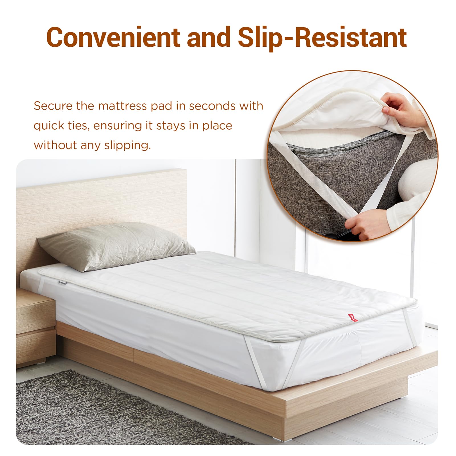 Elastic straps on twin size Comfytemp pad