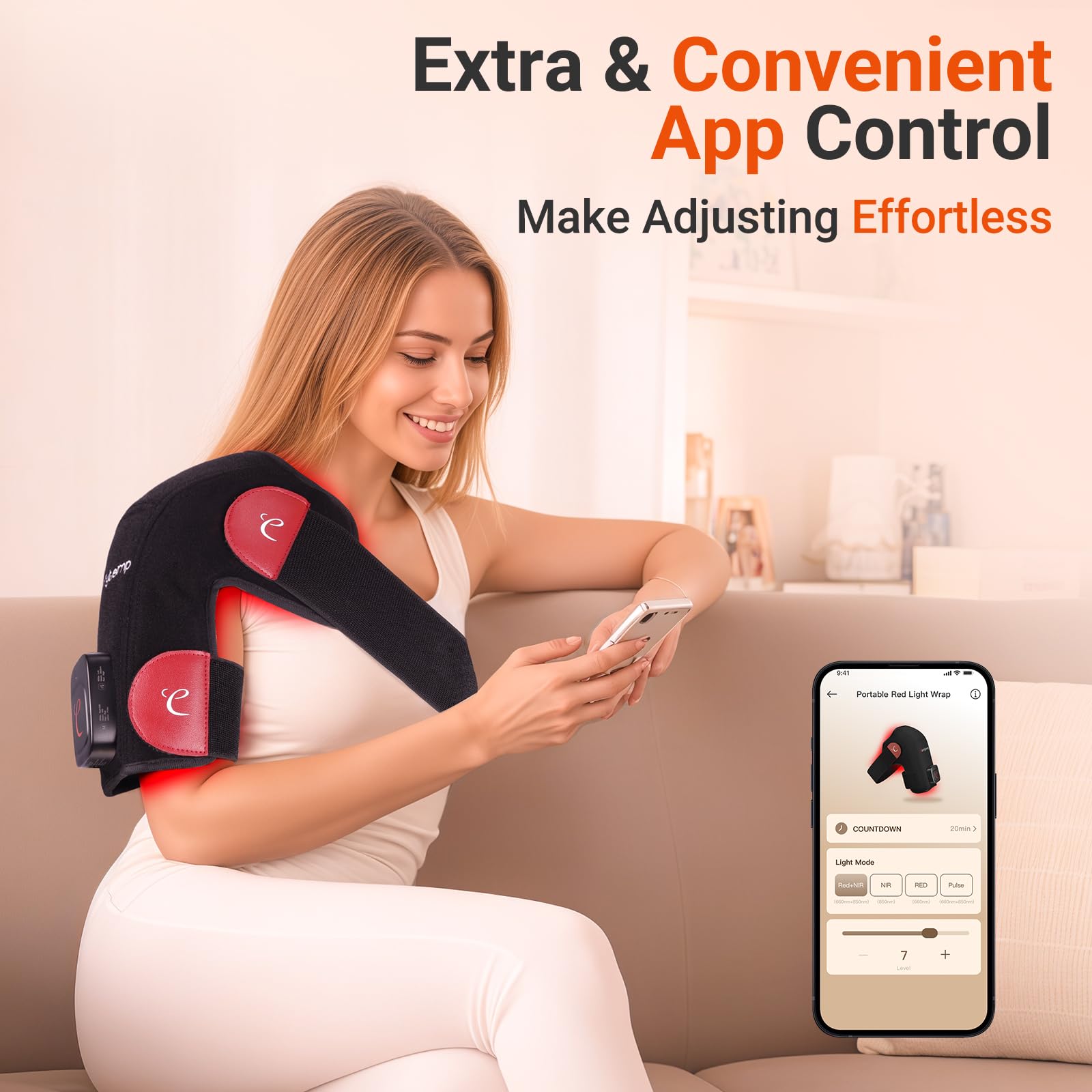 Portable cordless red light therapy for shoulder by Comfytemp