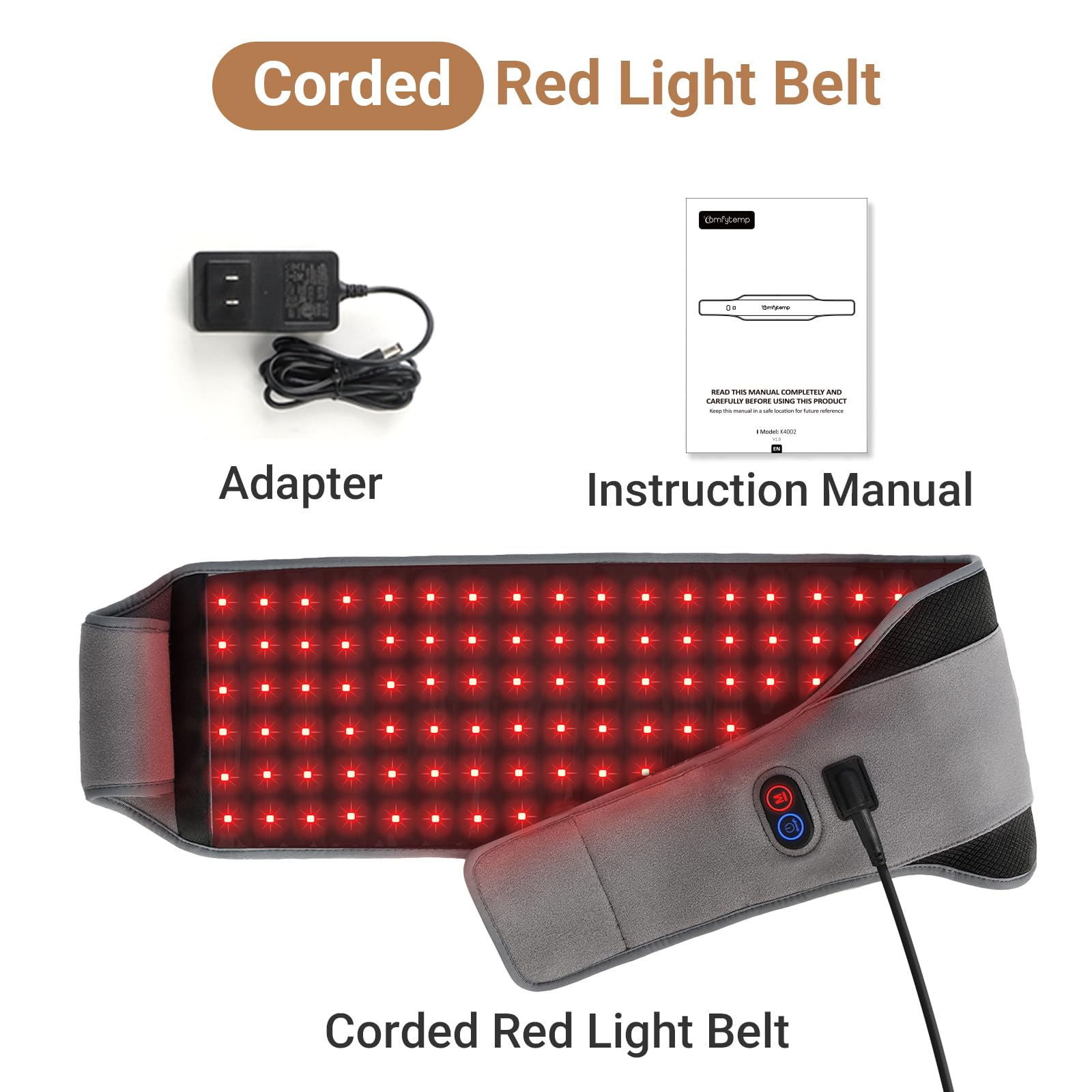 Gift-ready Comfytemp Red Light Belt packaging