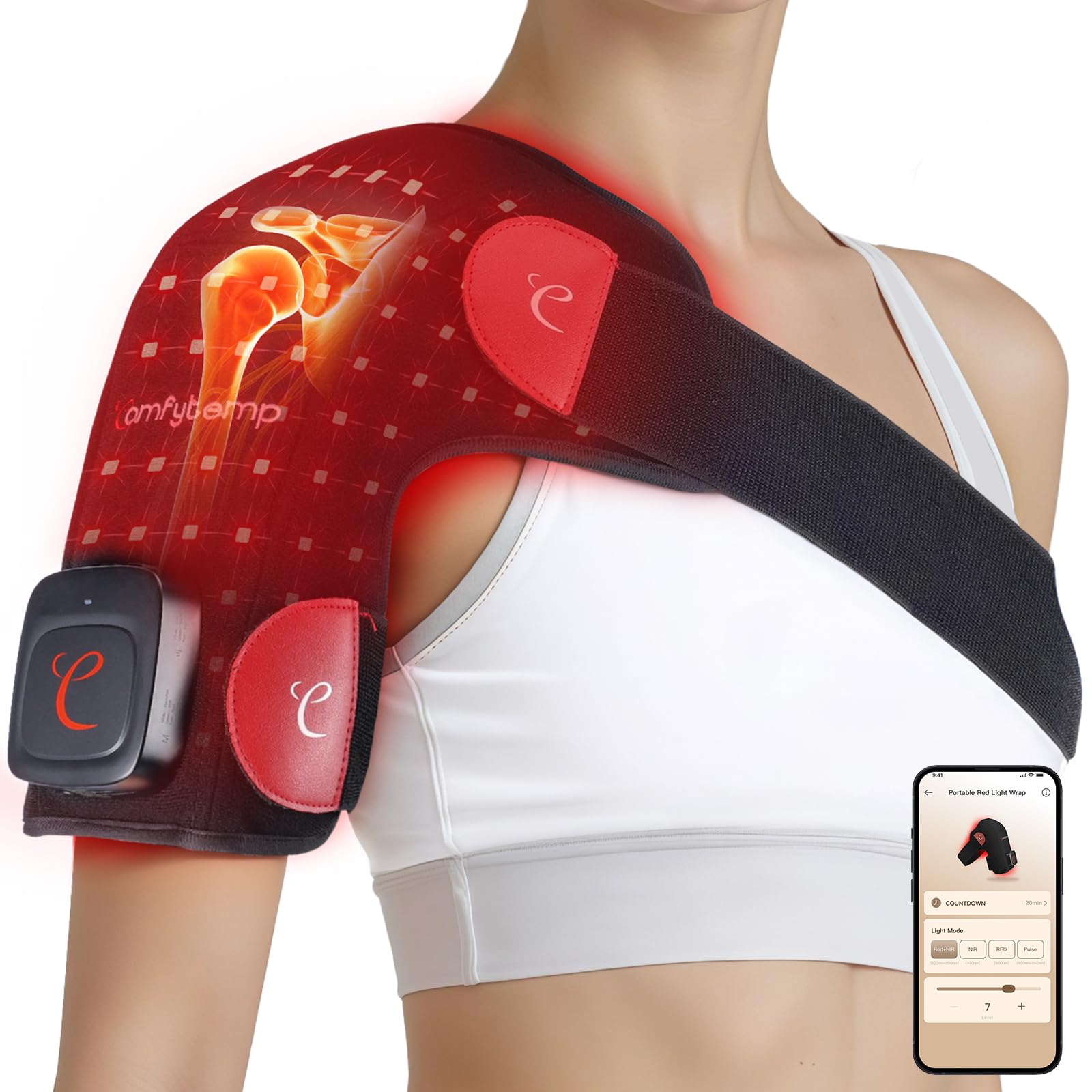 Comfytemp red light therapy shoulder wrap with 94 LEDs