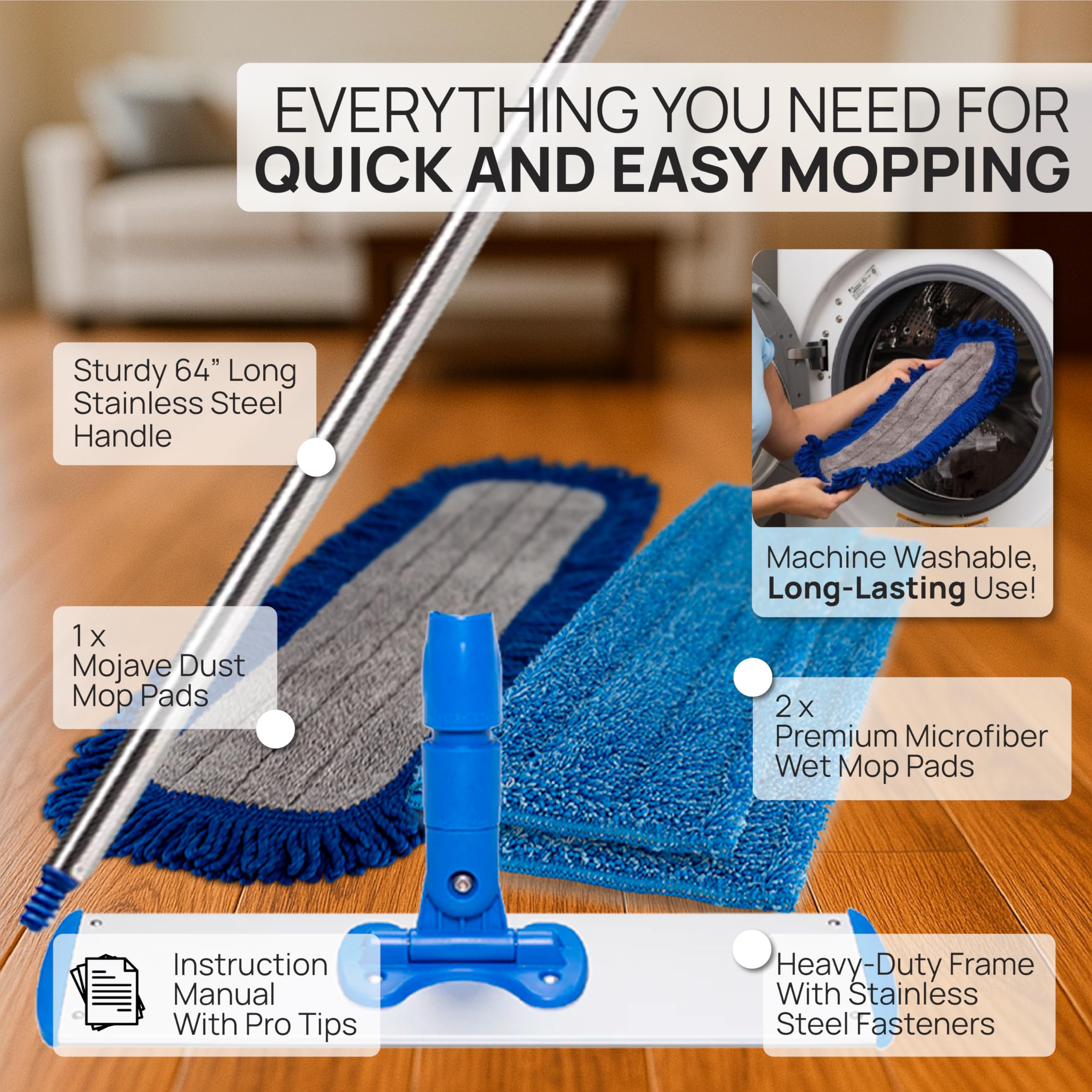 Commercial flat mop system suitable for offices and homes