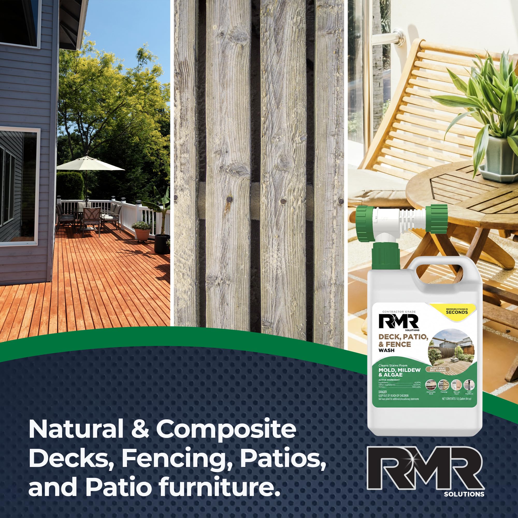 Mold mildew algae remover for decks fences and patios