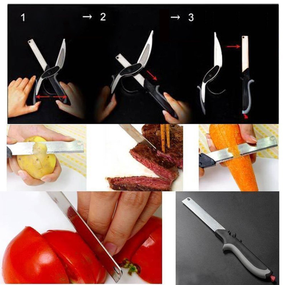 Compact lightweight 2 in 1 kitchen shears design for easy storage