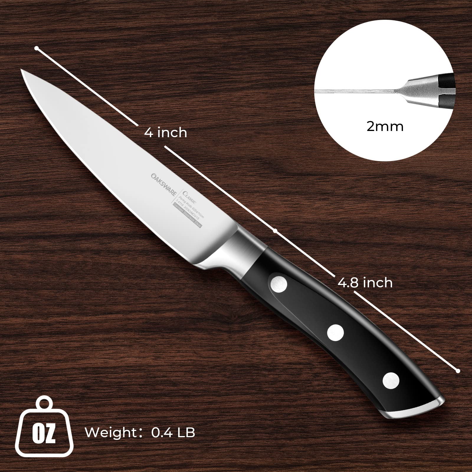 hand wash only care instruction for paring knife