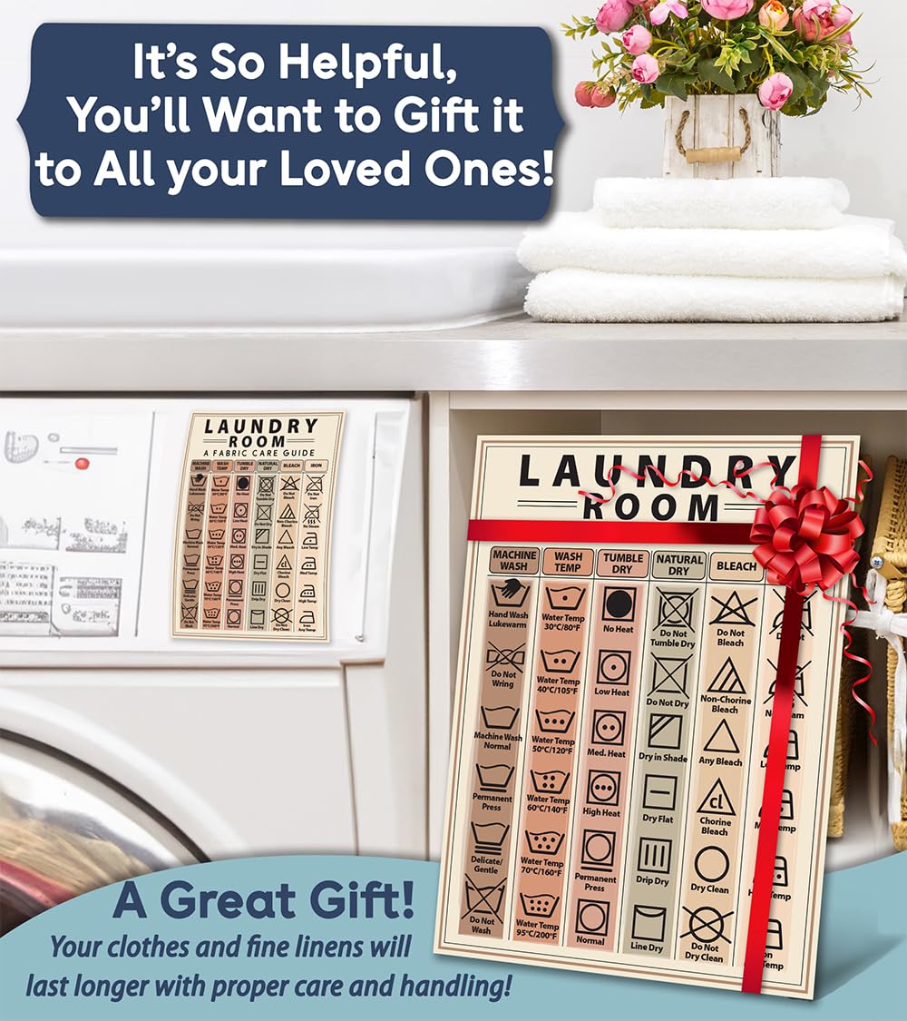 Compact 6x8 inch laundry symbols magnet
