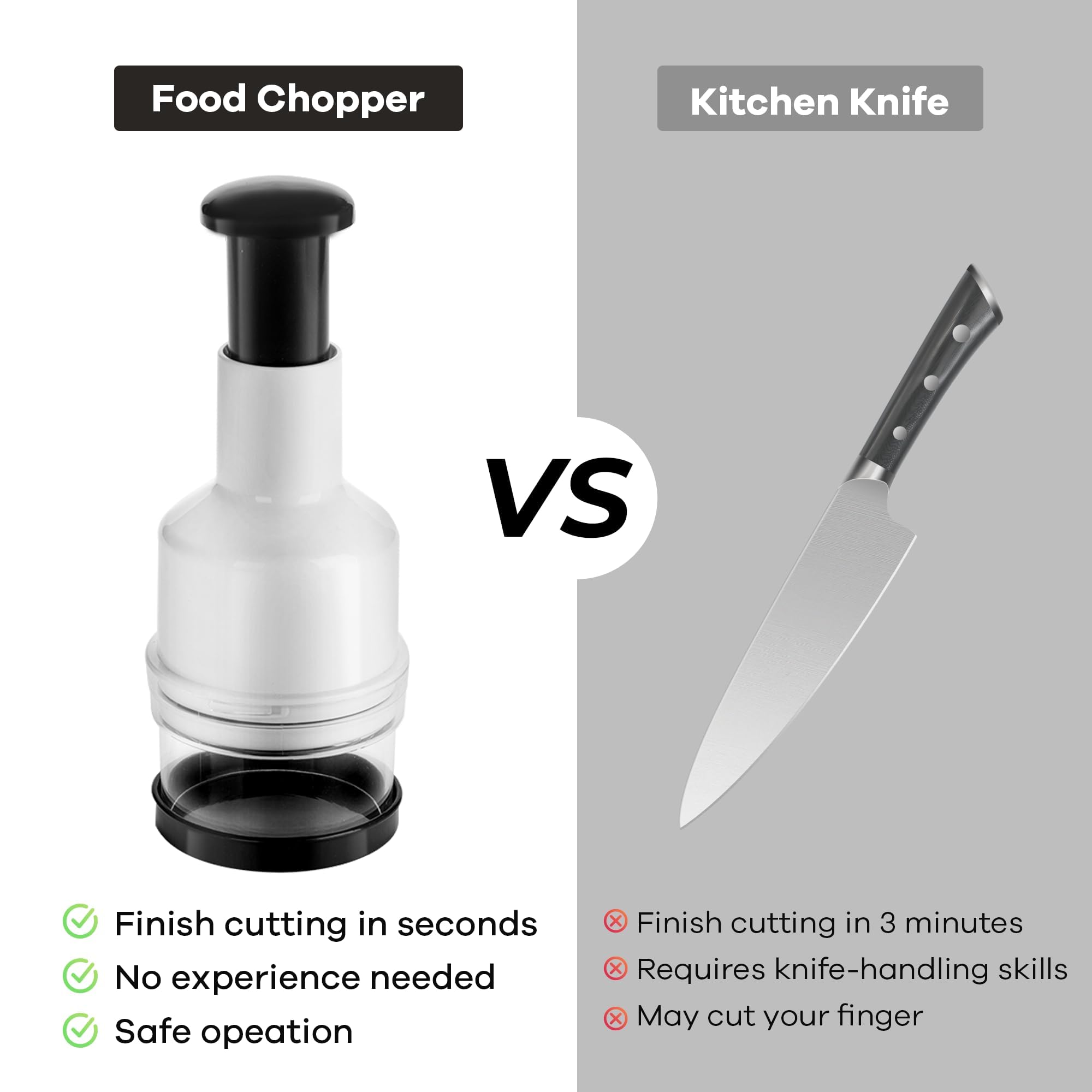 Ergonomic press-type manual chopper