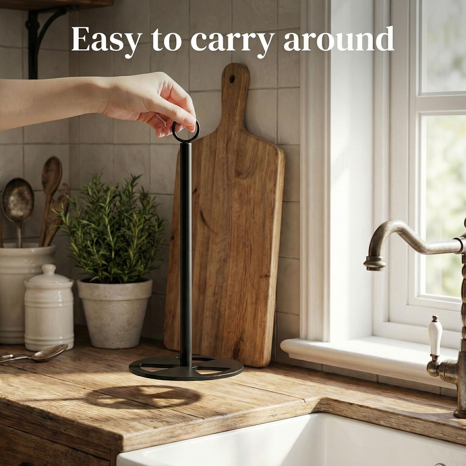 Compact countertop towel holder for home use