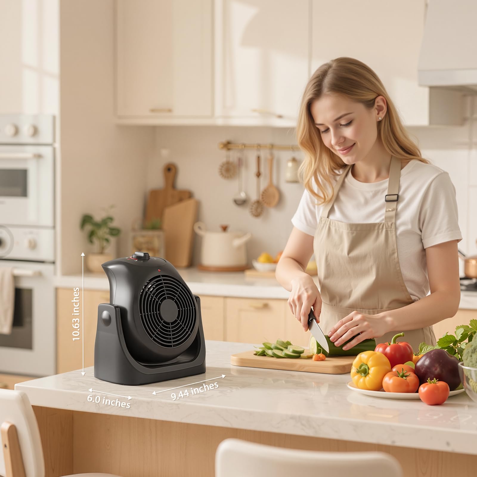 built-in carrying handle on heater fan for easy mobility