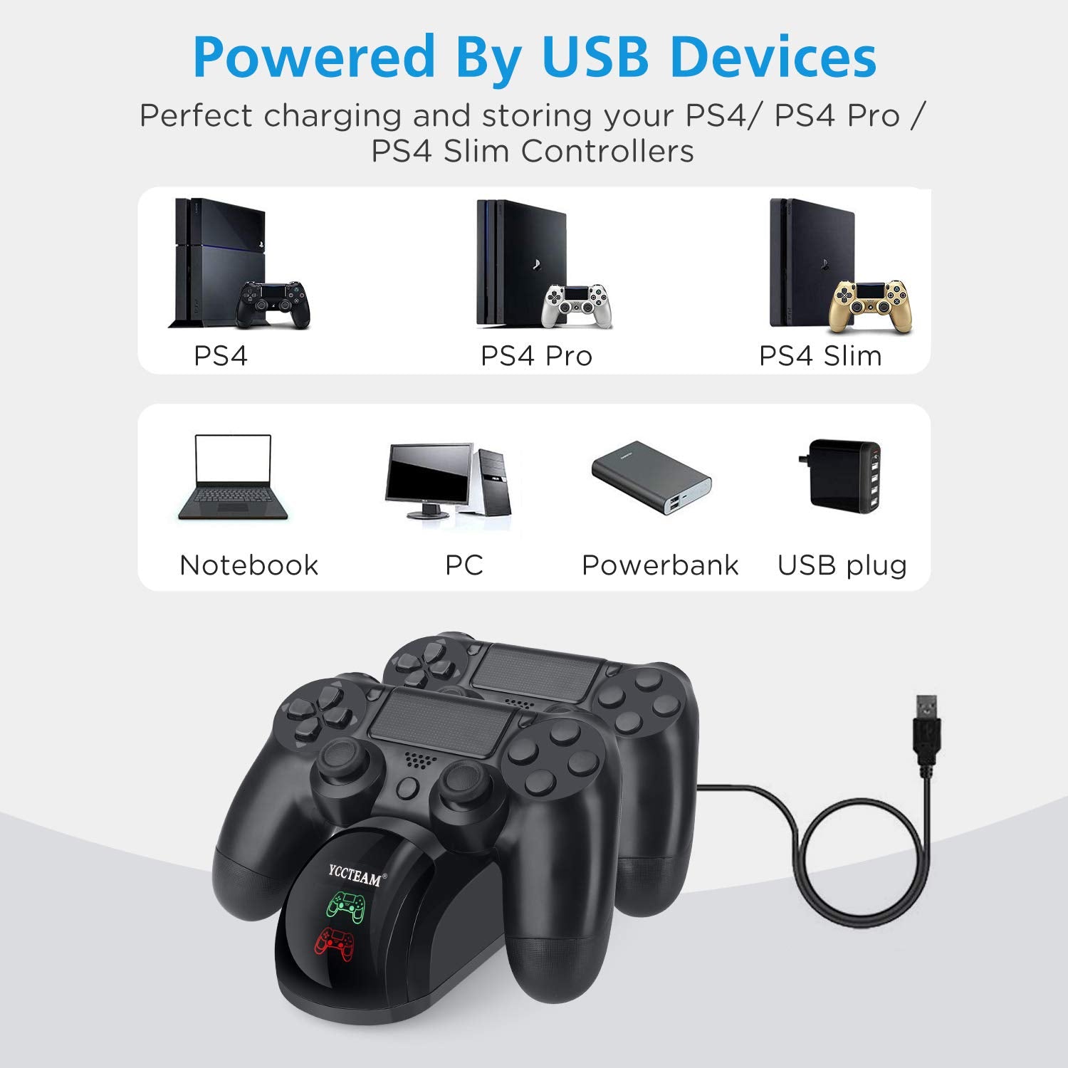 Two controllers charging in about 2.5 hours