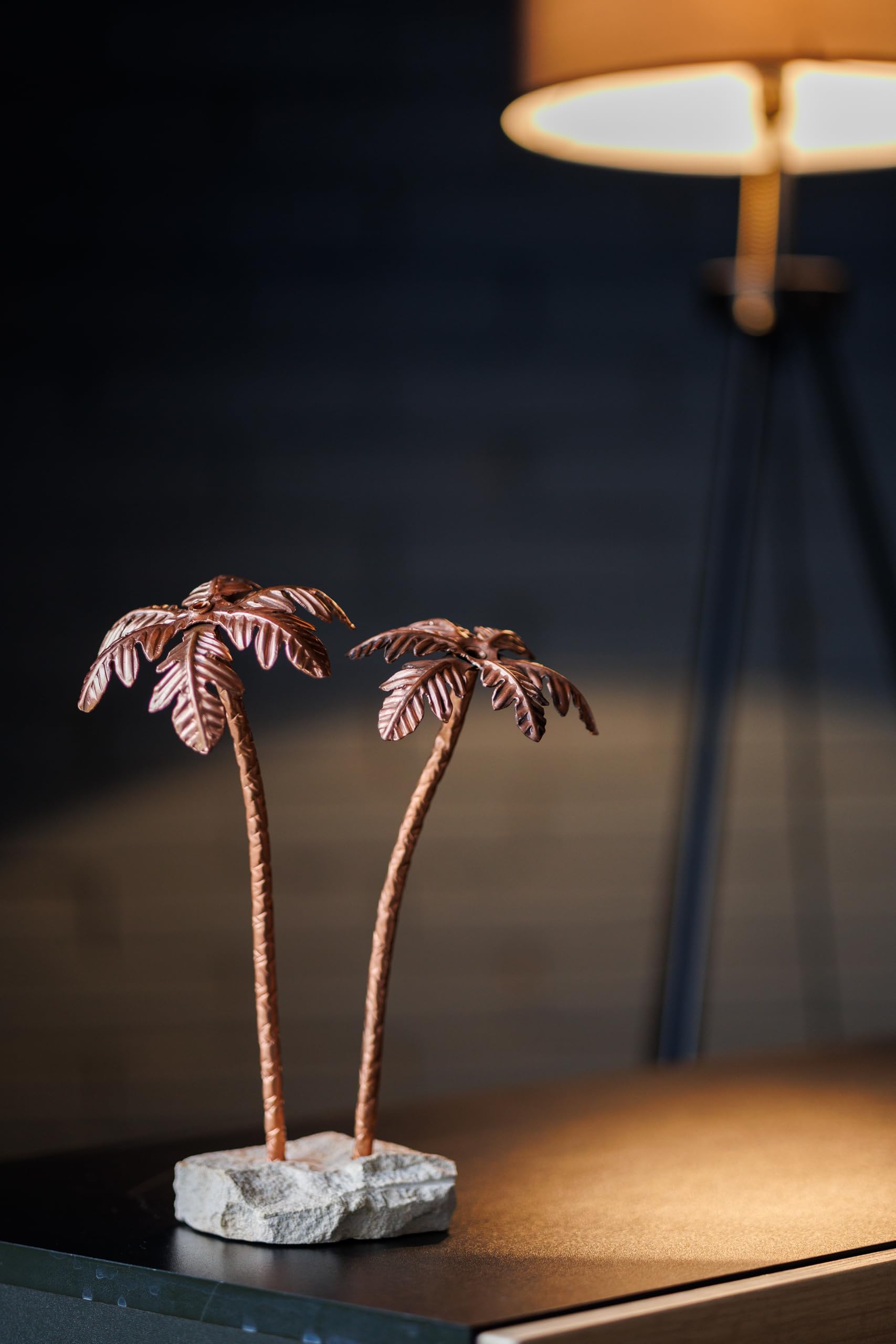 Compact elegant palm tree sculpture for small spaces