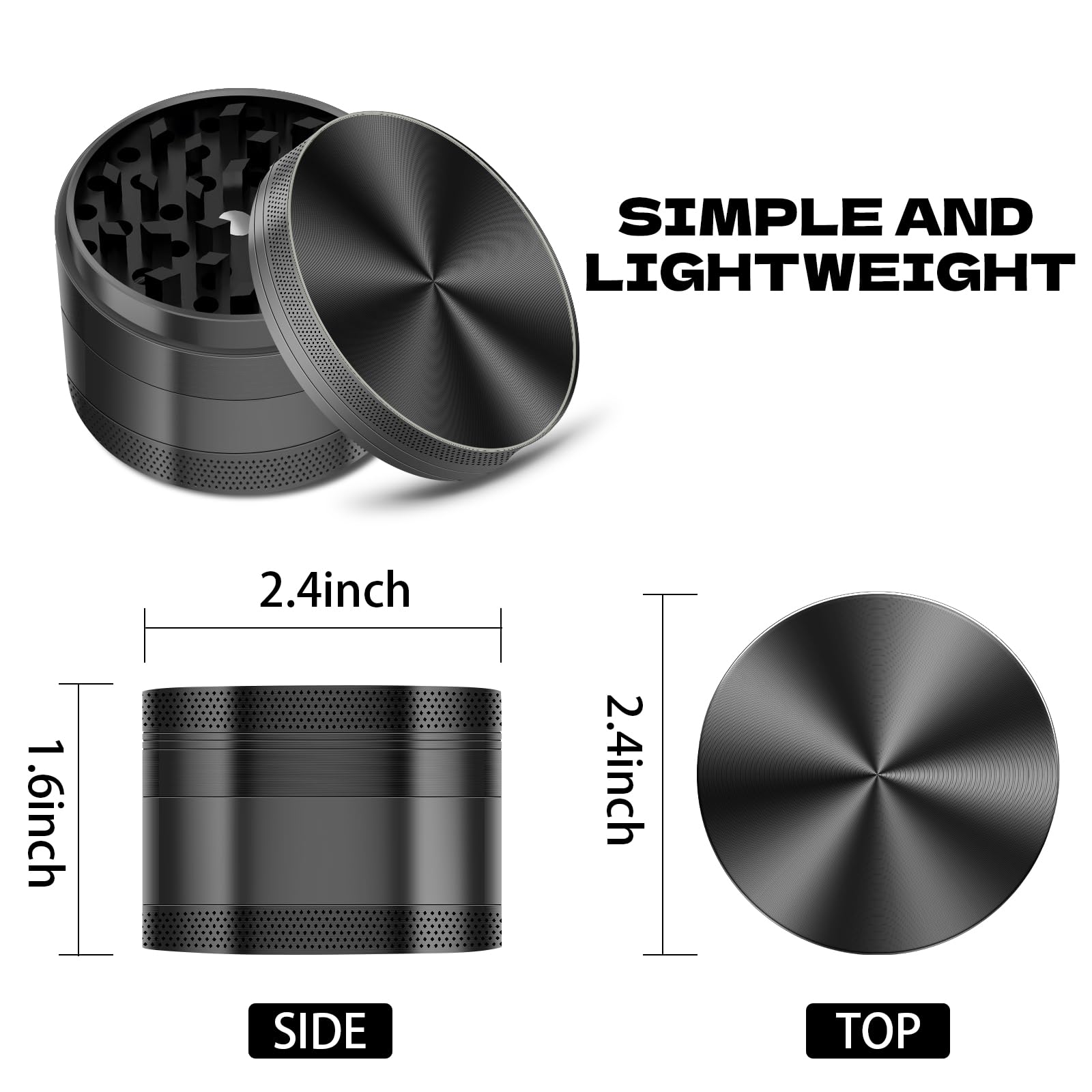 Compact 2.5-inch grinder utensil black