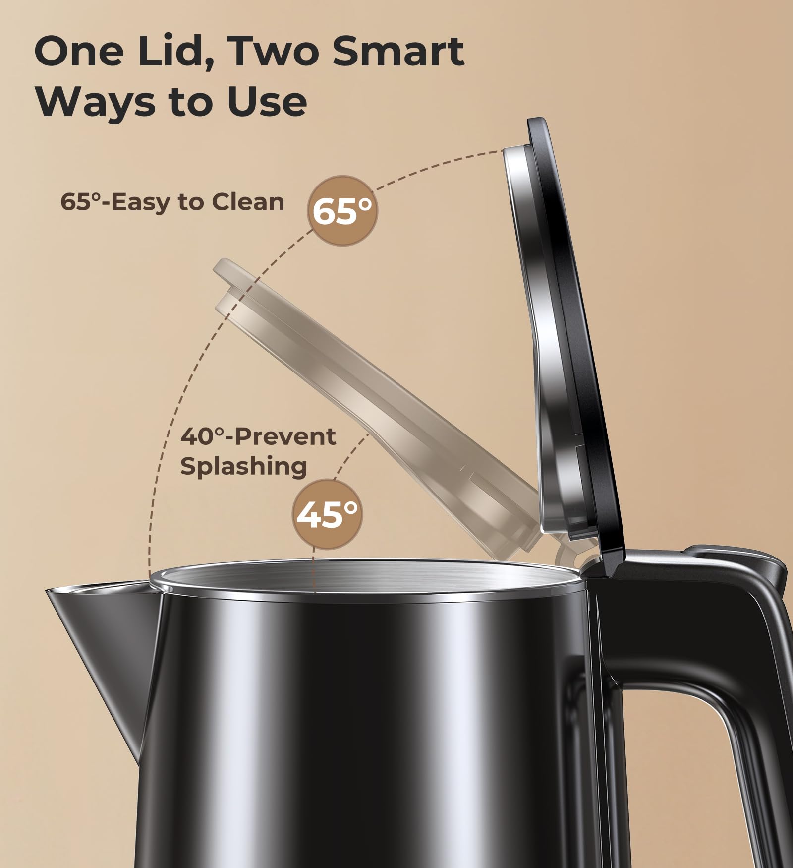 Black finish electric kettle on countertop